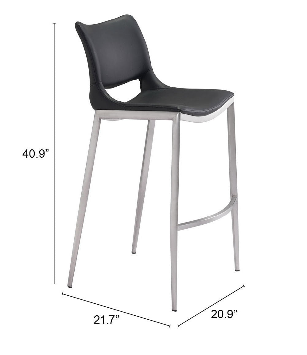 Ace Barstool Black & Silver (Set of 2)