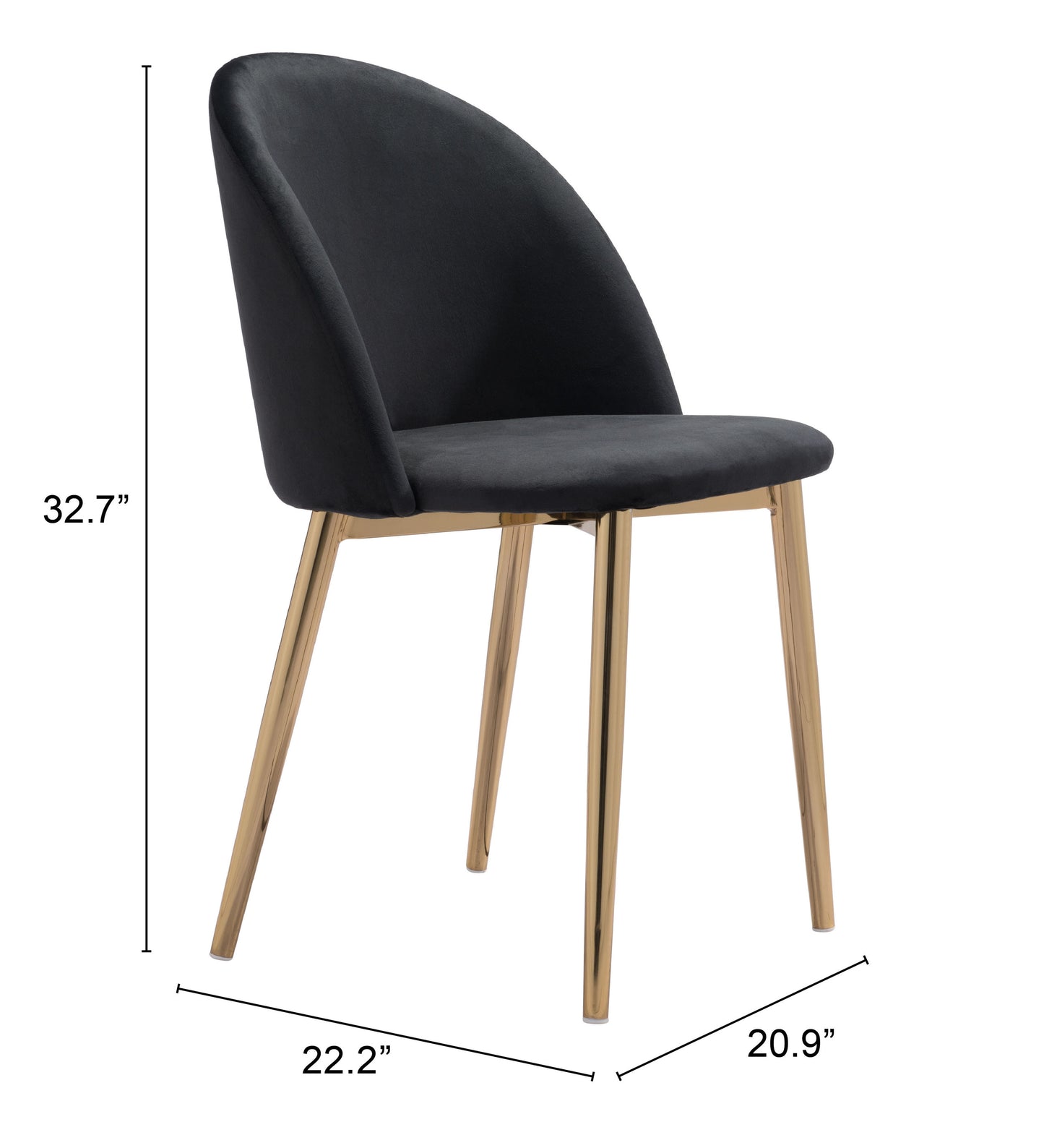Cozy Dining Chair Black & Gold (Set of 2)