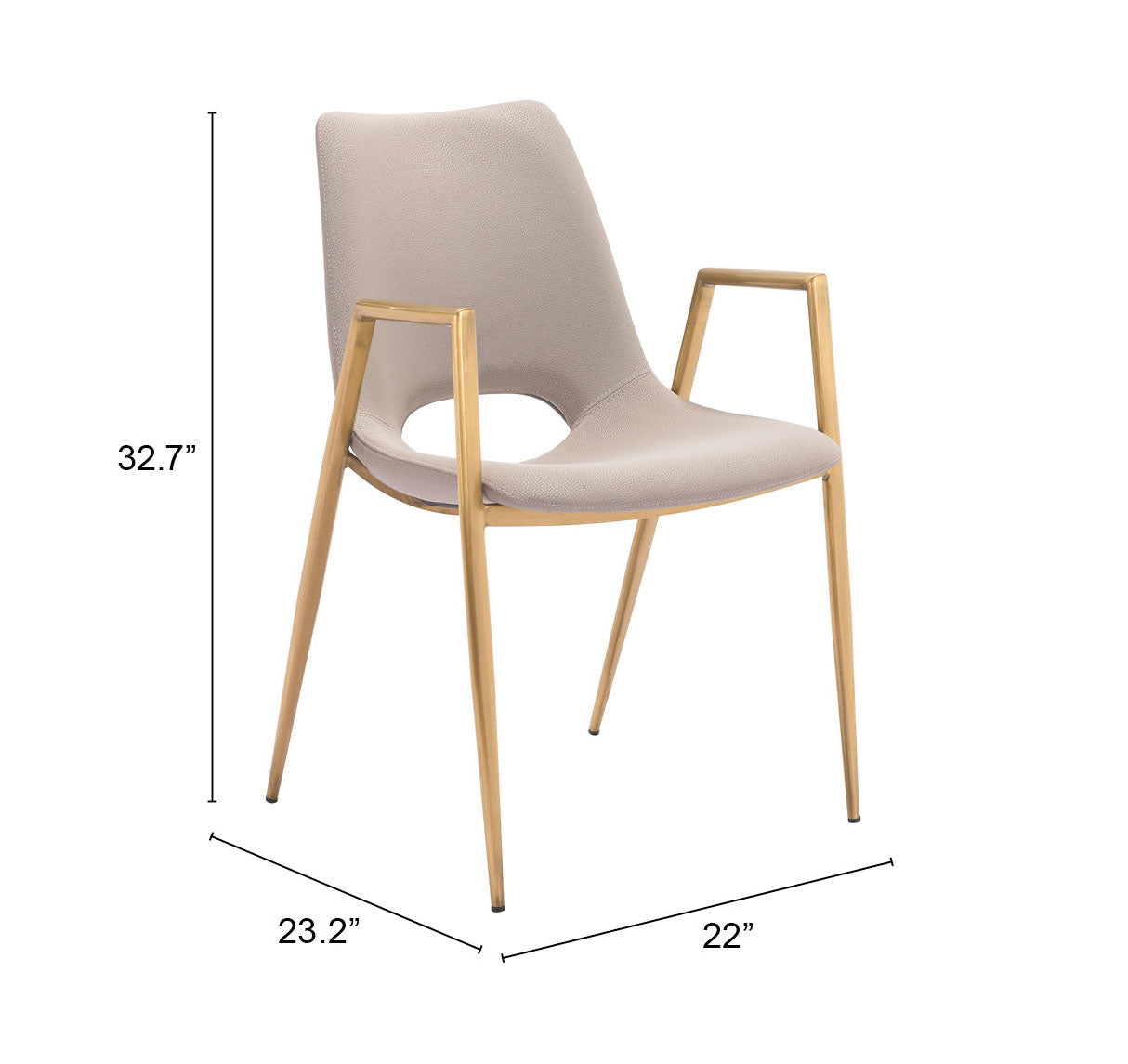 Desi Dining Chair Beige & Gold (Set of 2)
