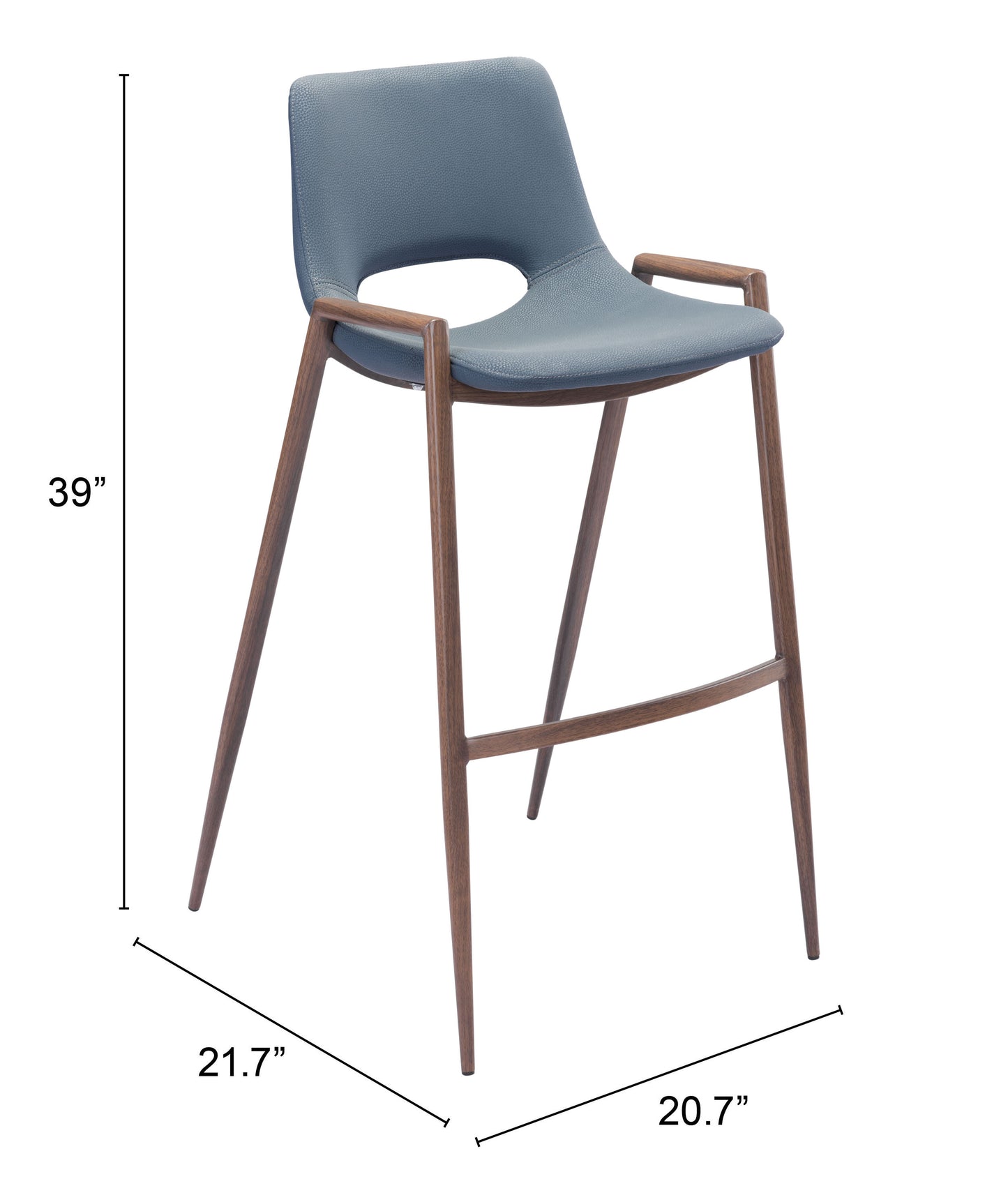 Desi Barstool Blue & Walnut (Set of 2)