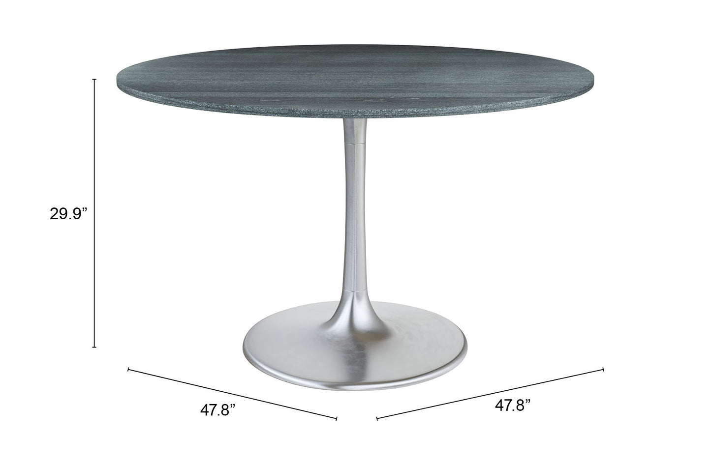 Metropolis Dining Table (48") Gray & Silver