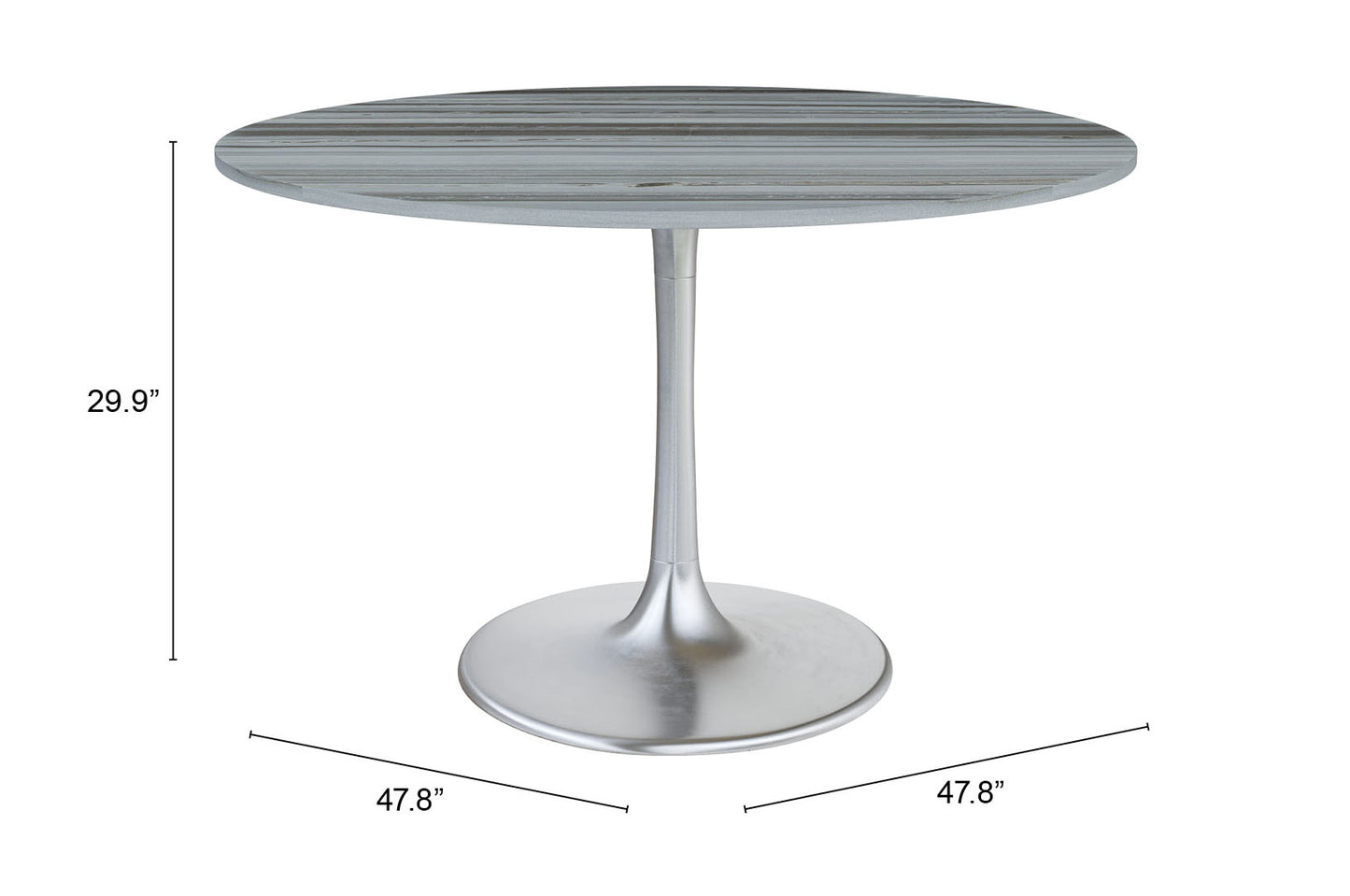 Star City Dining Table (48") Gray & Silver