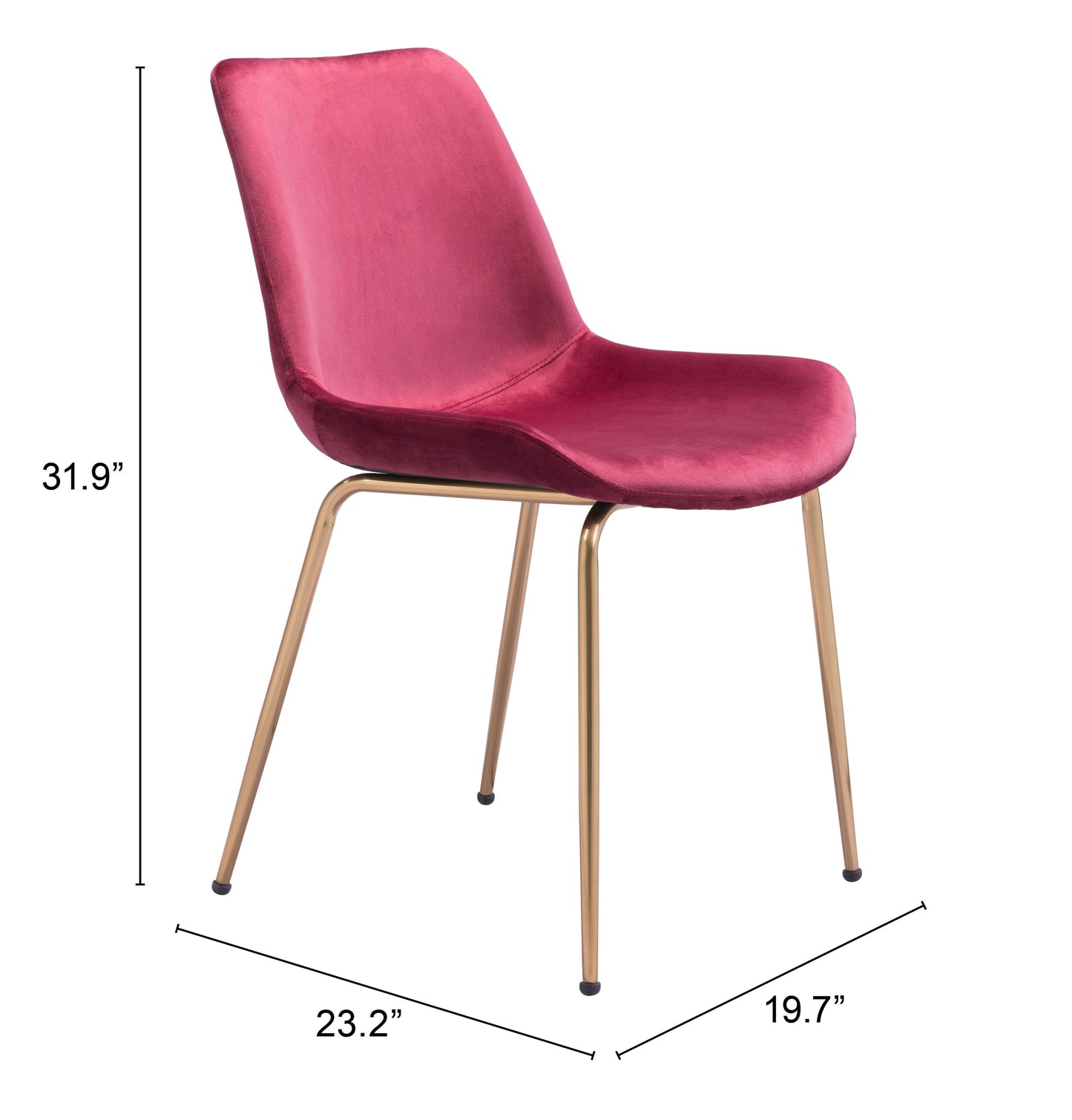 Tony Dining Chair Red & Gold (Set of 2)
