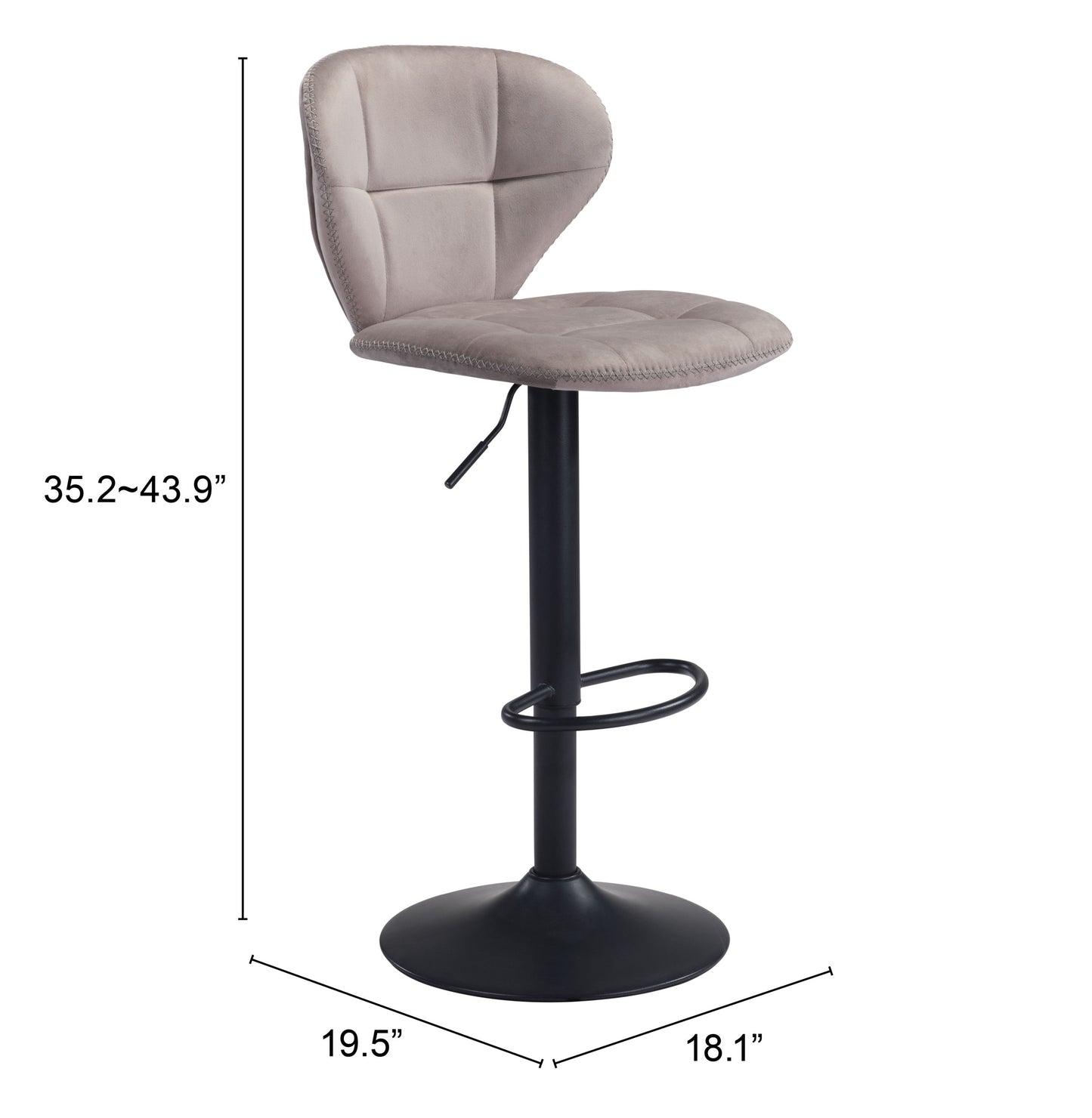 Salem Barstool Gray (Set of 1)