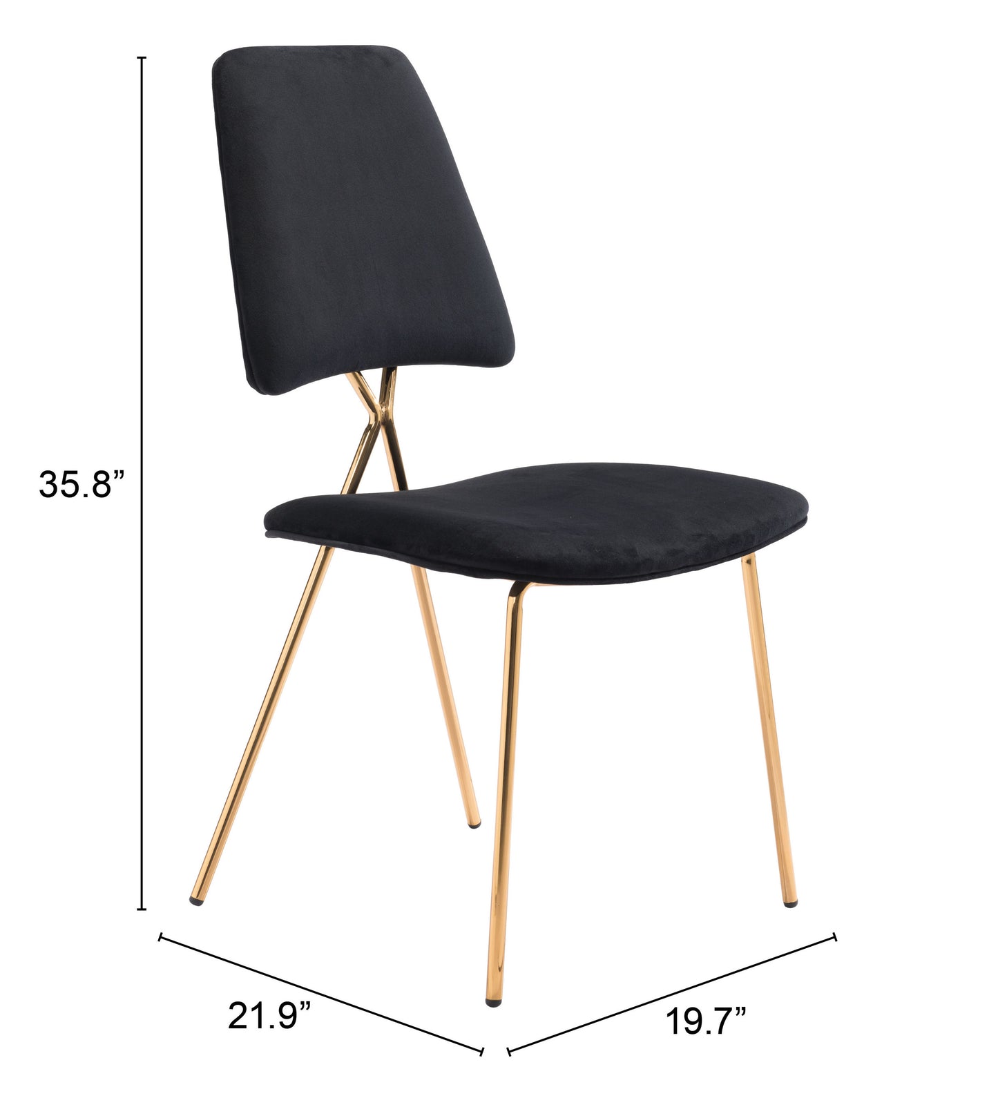 Chloe Dining Chair Black & Gold (Set of 2)