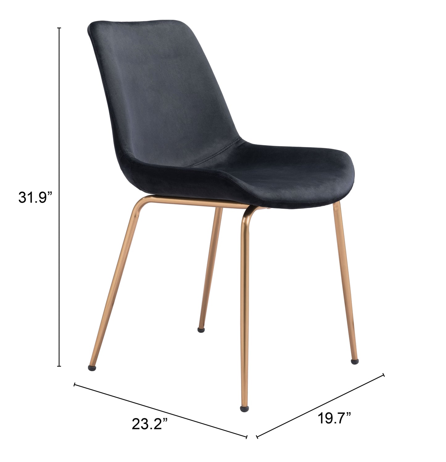 Tony Dining Chair Black & Gold (Set of 2)