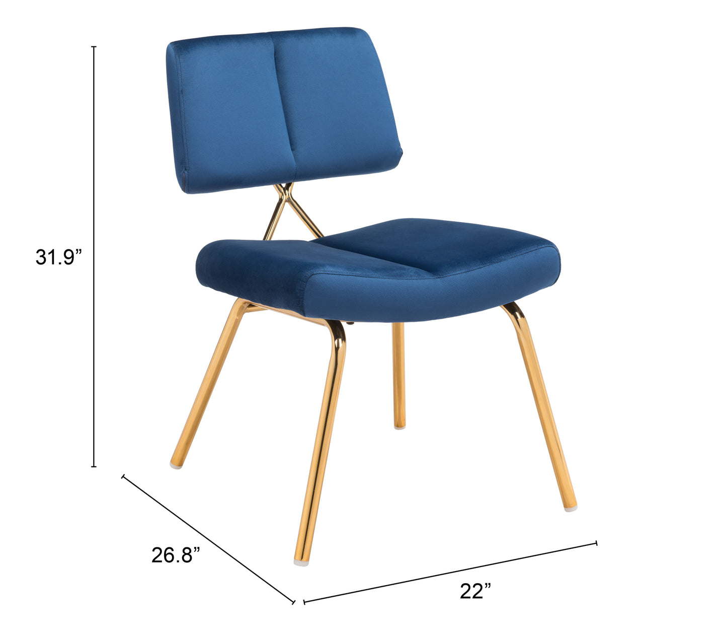 Nicole Dining Chair Blue & Gold (Set of 2)