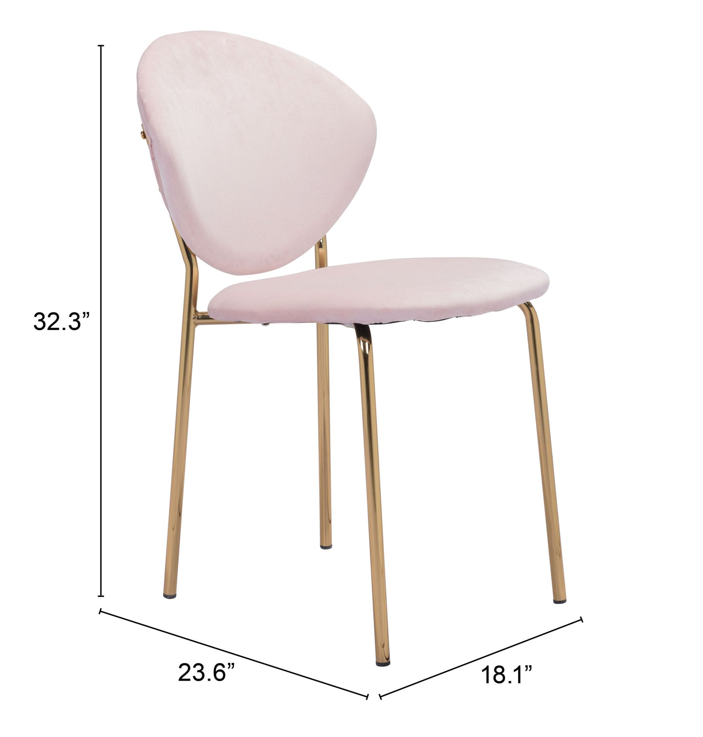 Clyde Dining Chair Pink & Gold (Set of 2)