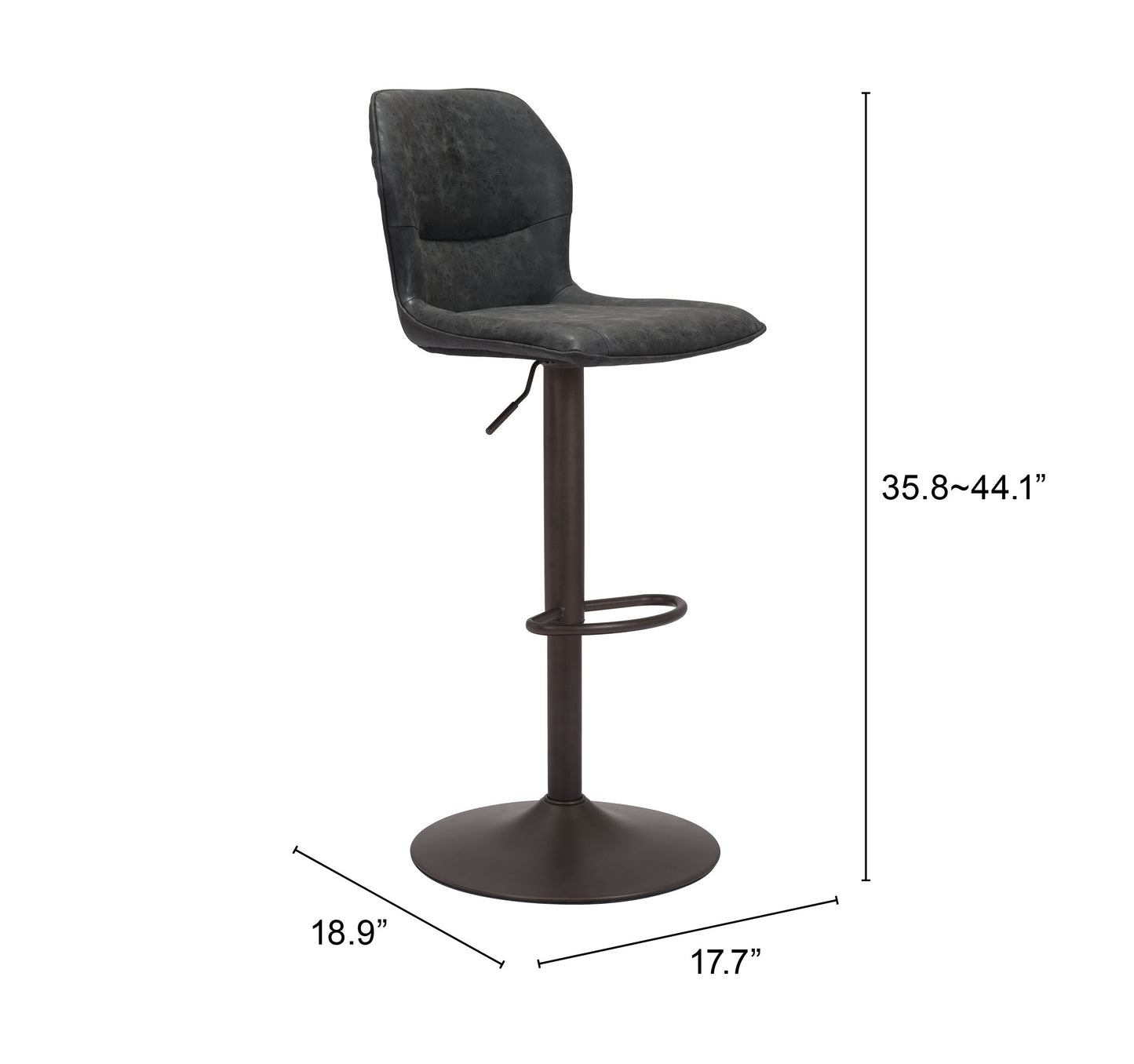 Vital Barstool Vintage Black & Dark Bronze (Set of 1)