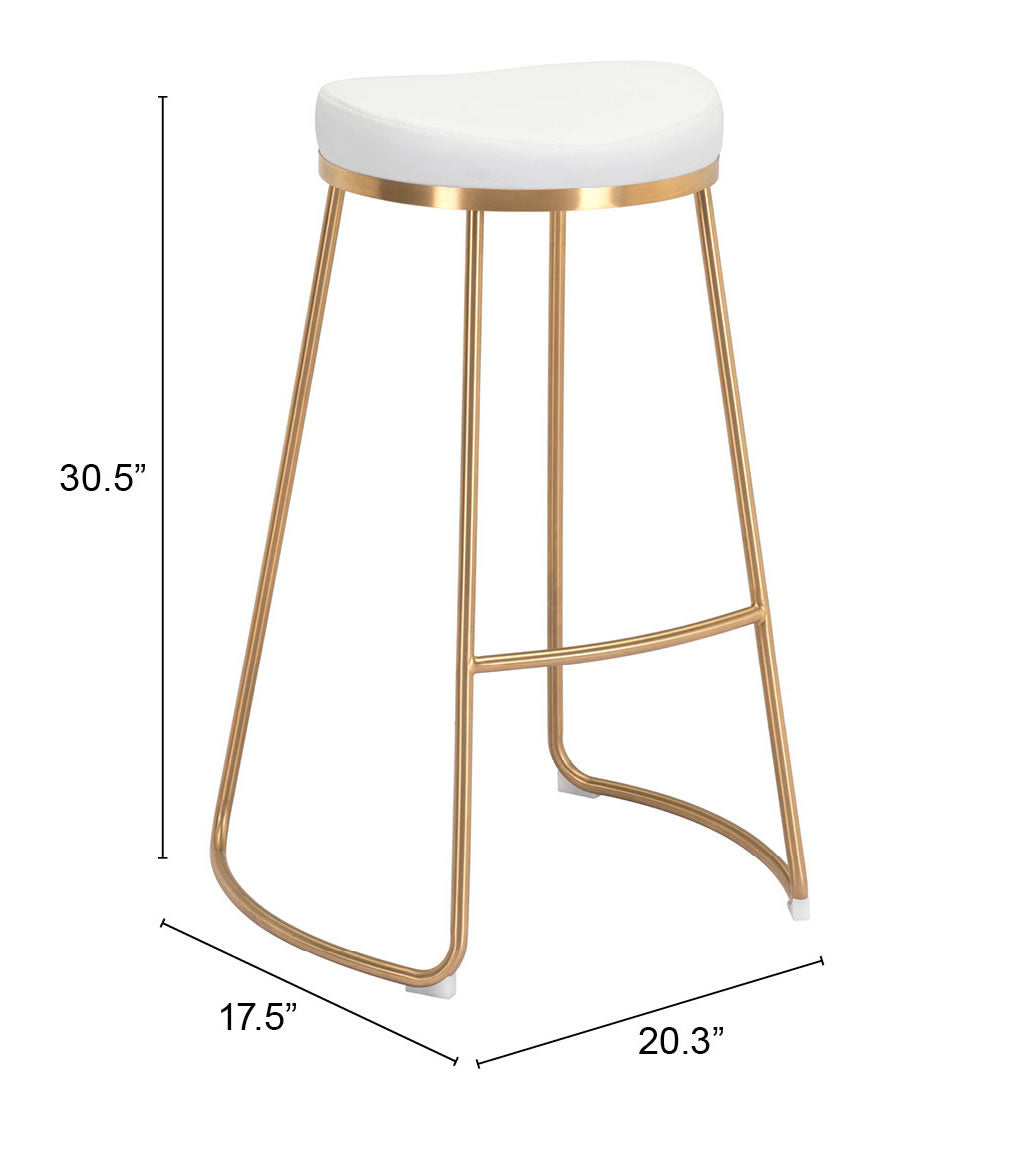 Bree Barstool White & Gold (Set of 2)