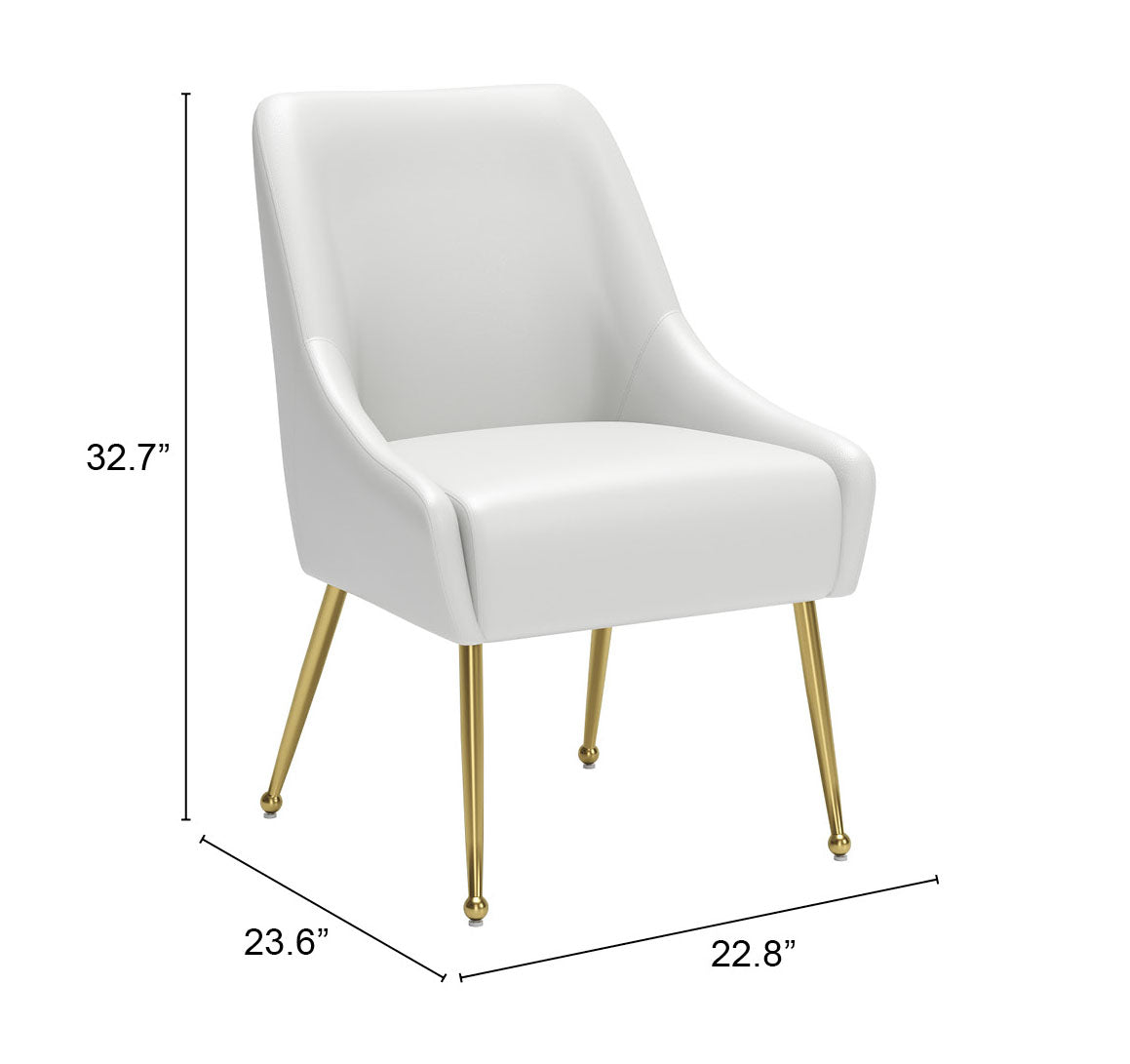 Maxine Dining Chair White & Gold (Set of 1)