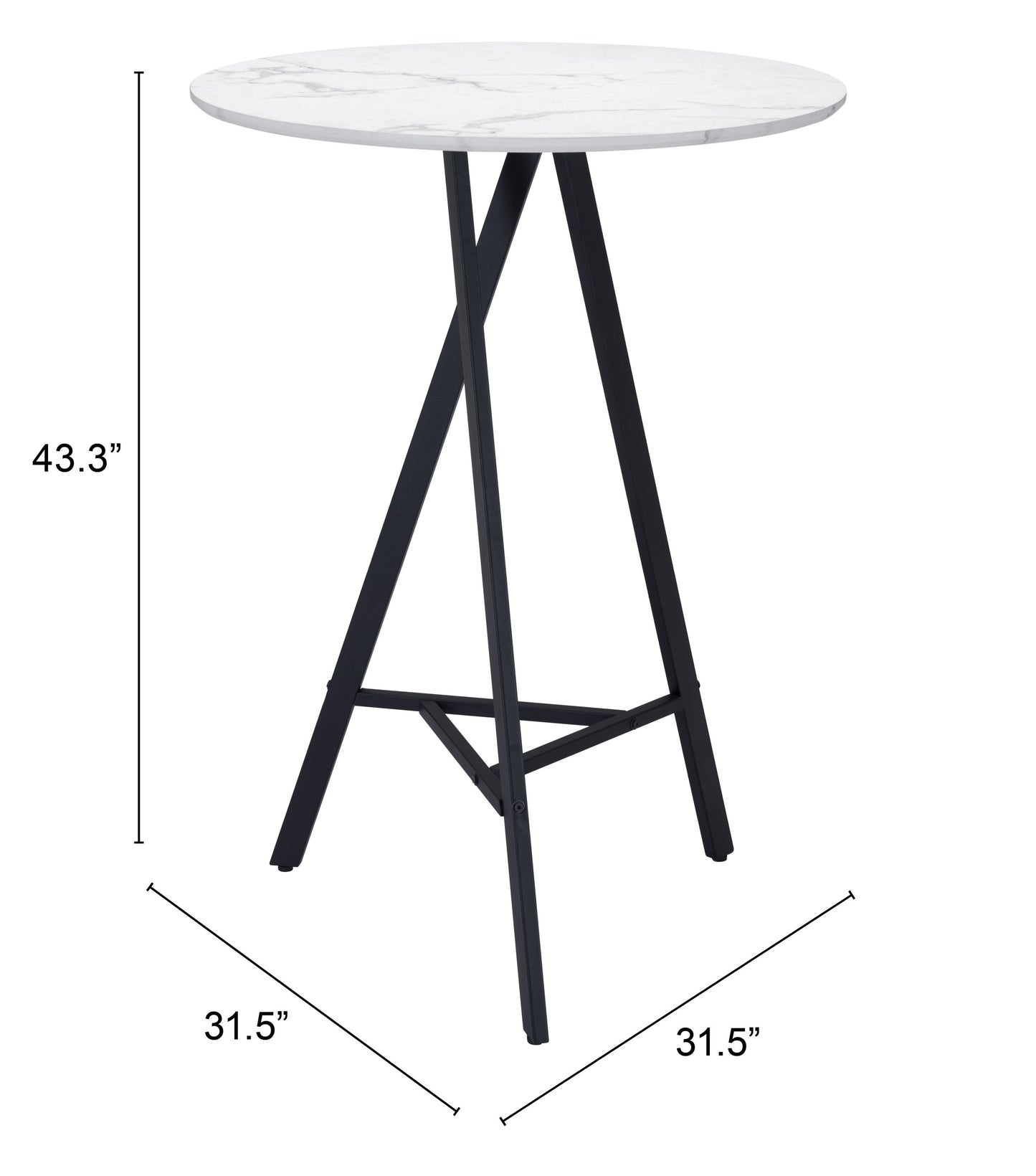 OUT OF STOCK - Rouen Bar Table White