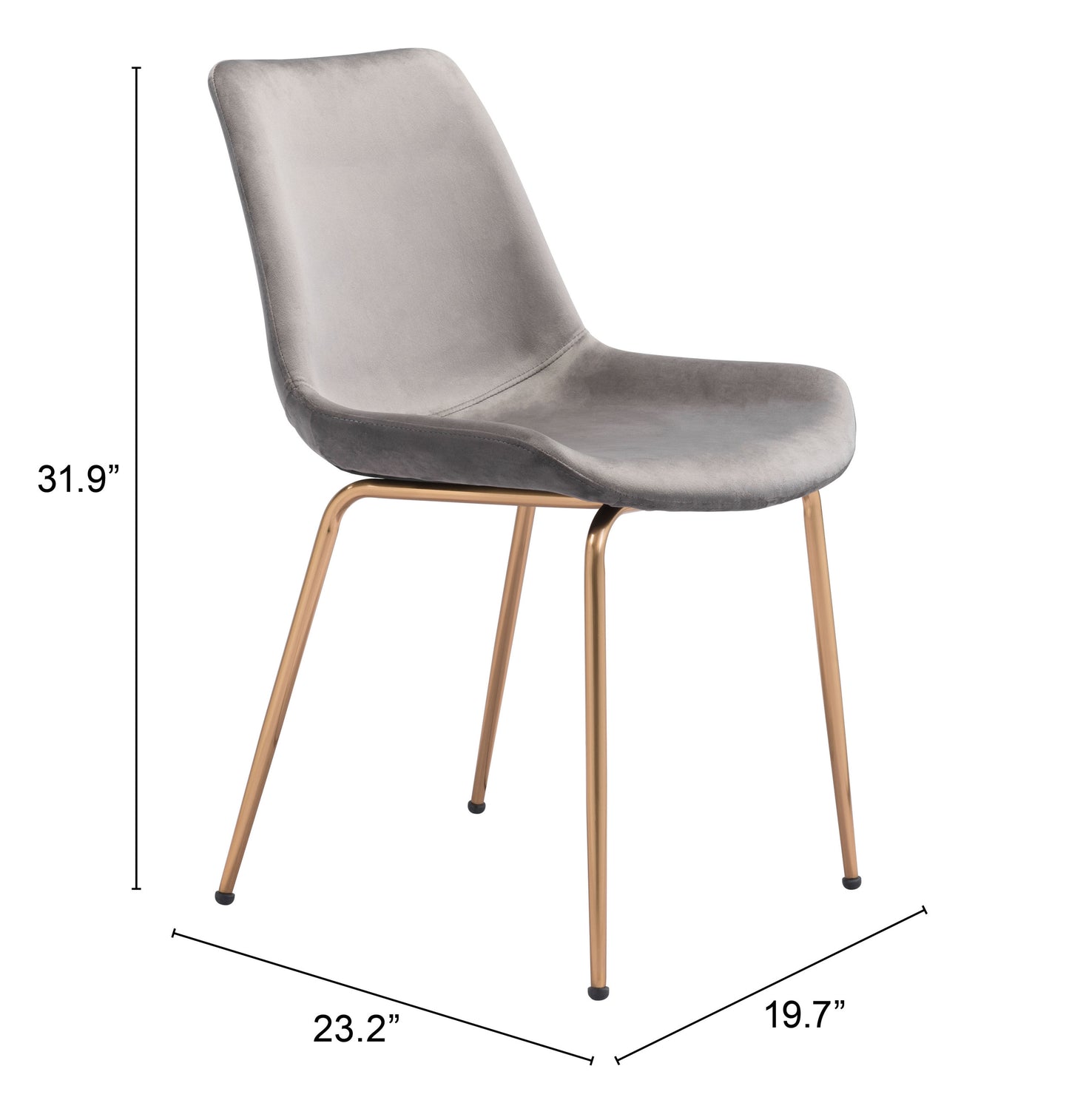 Tony Dining Chair Gray & Gold (Set of 2)