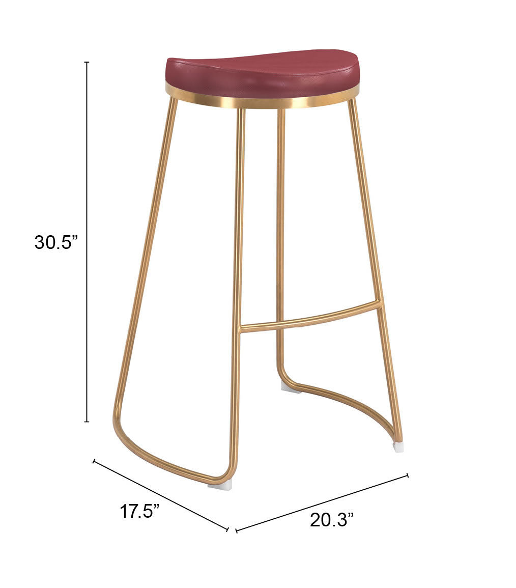 Bree Barstool Burgundy & Gold (Set of 2)