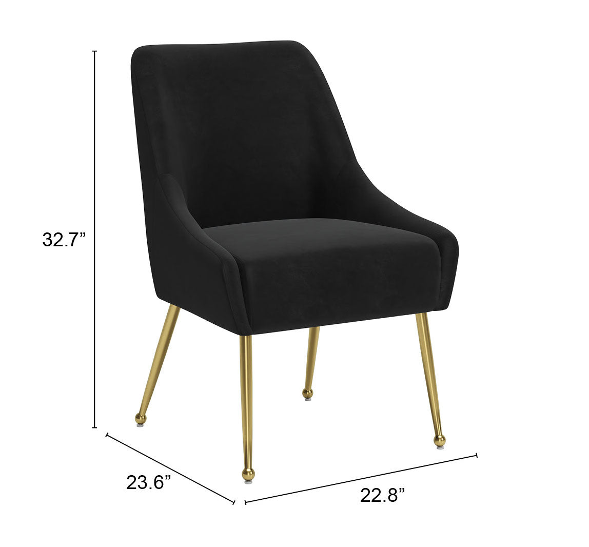 Maxine Dining Chair Black & Gold (Set of 1)