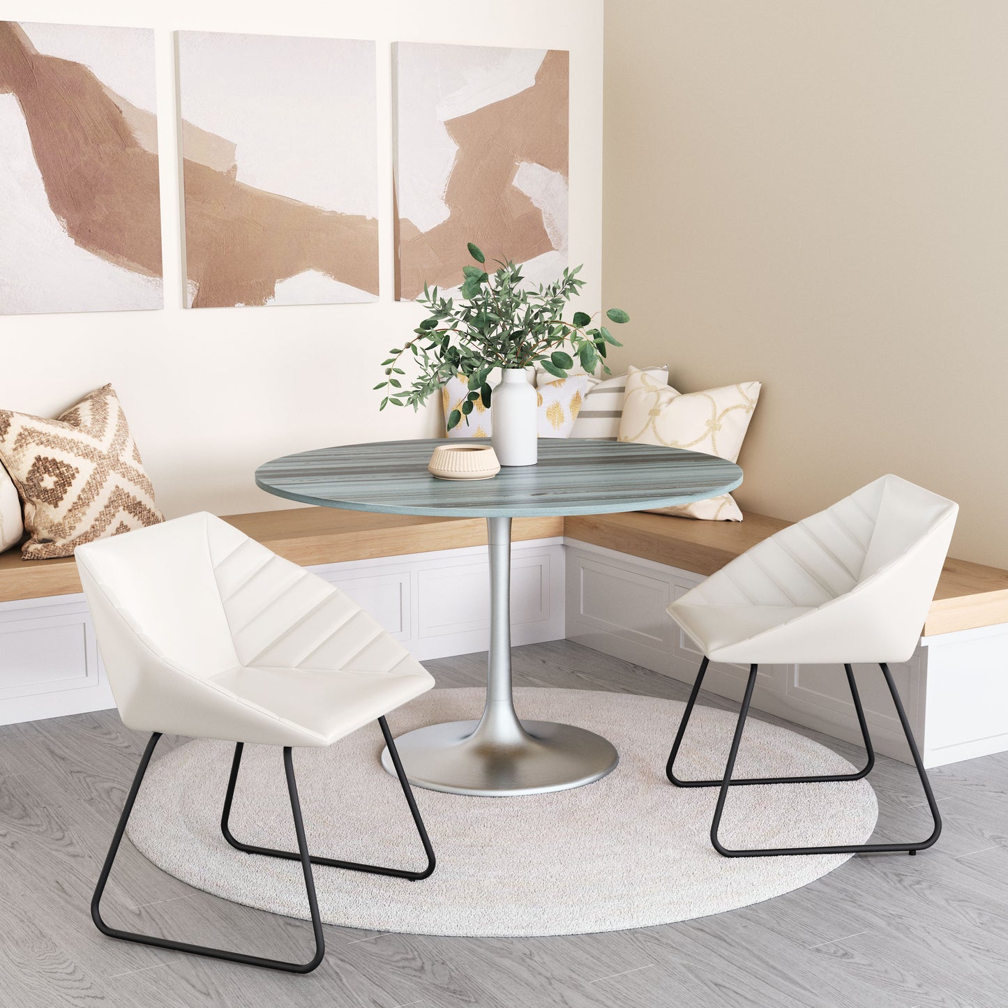 Star City Dining Table (48") Gray & Silver