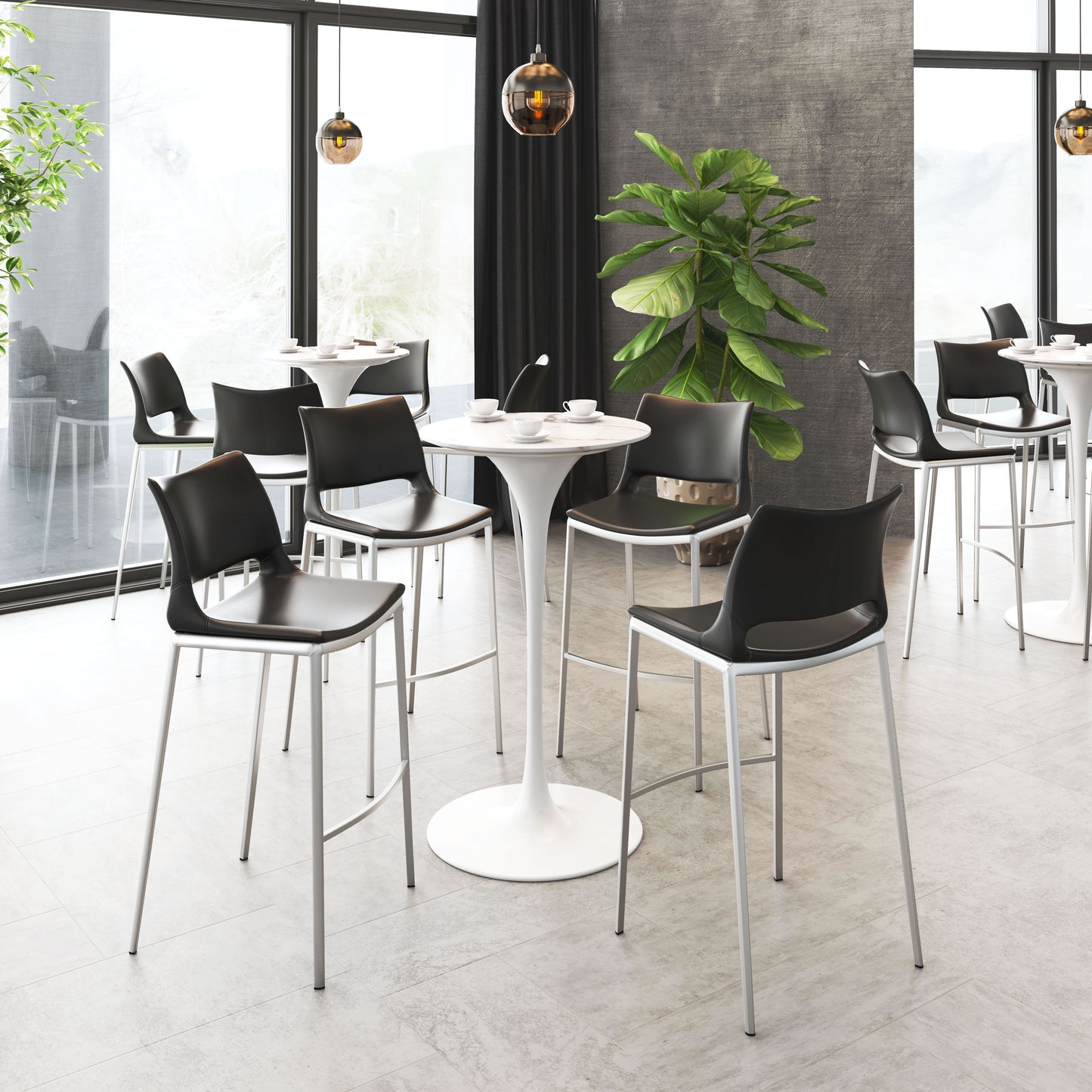 Ace Barstool Black & Silver (Set of 2)