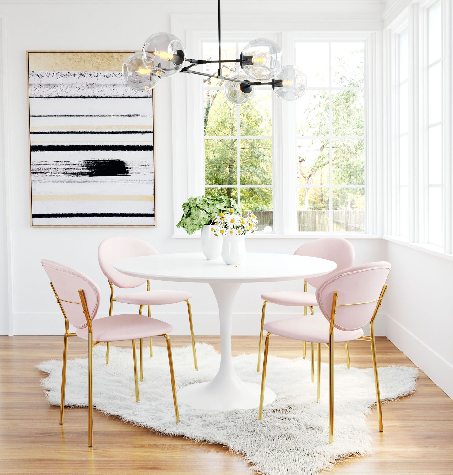 Clyde Dining Chair Pink & Gold (Set of 2)