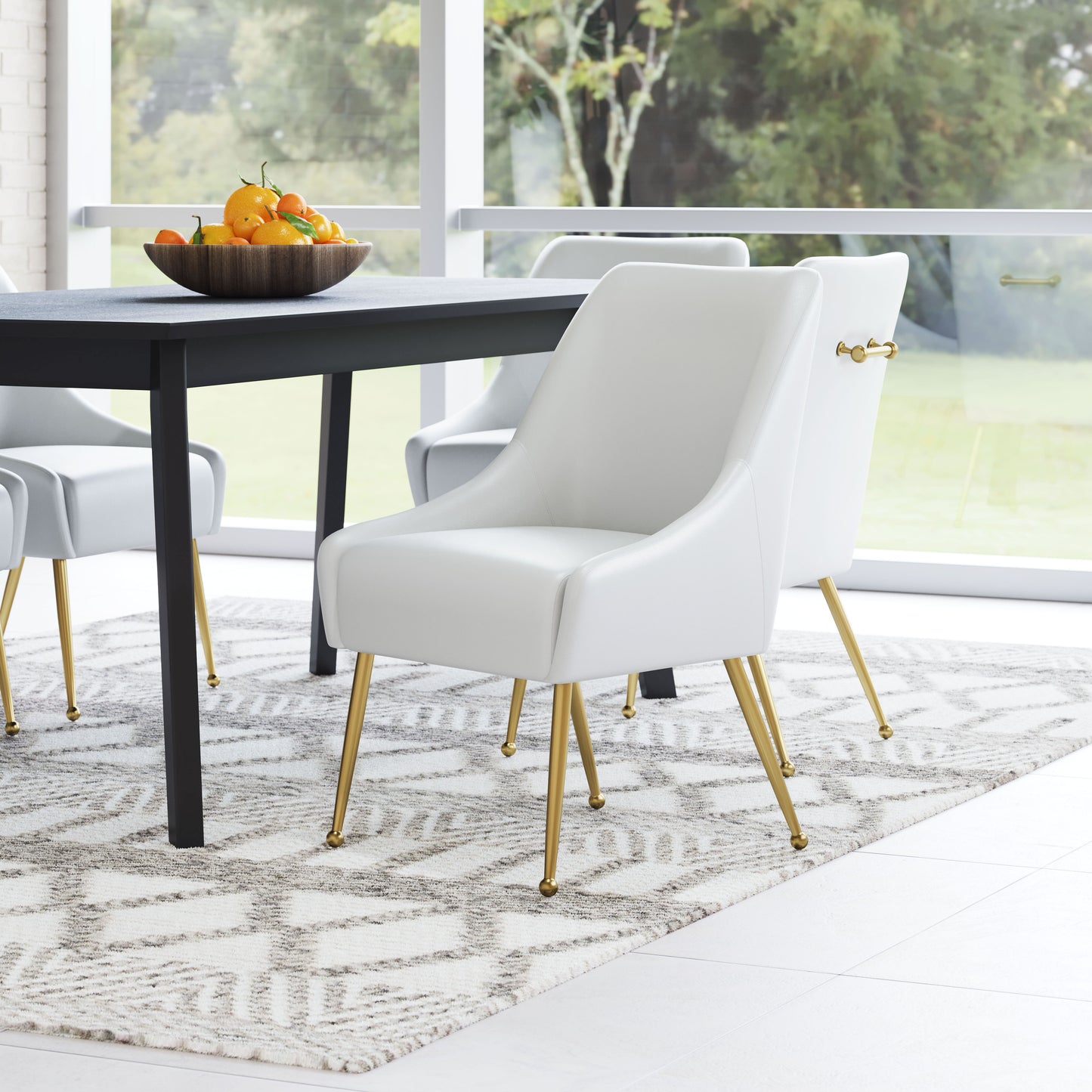 Maxine Dining Chair White & Gold (Set of 1)