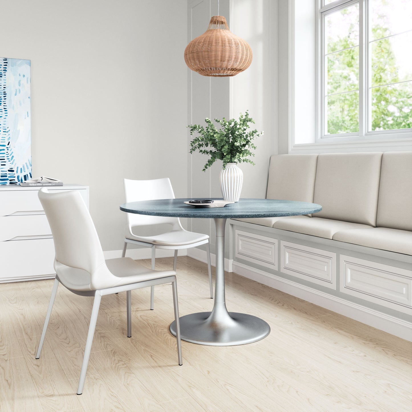 Metropolis Dining Table (48") Gray & Silver