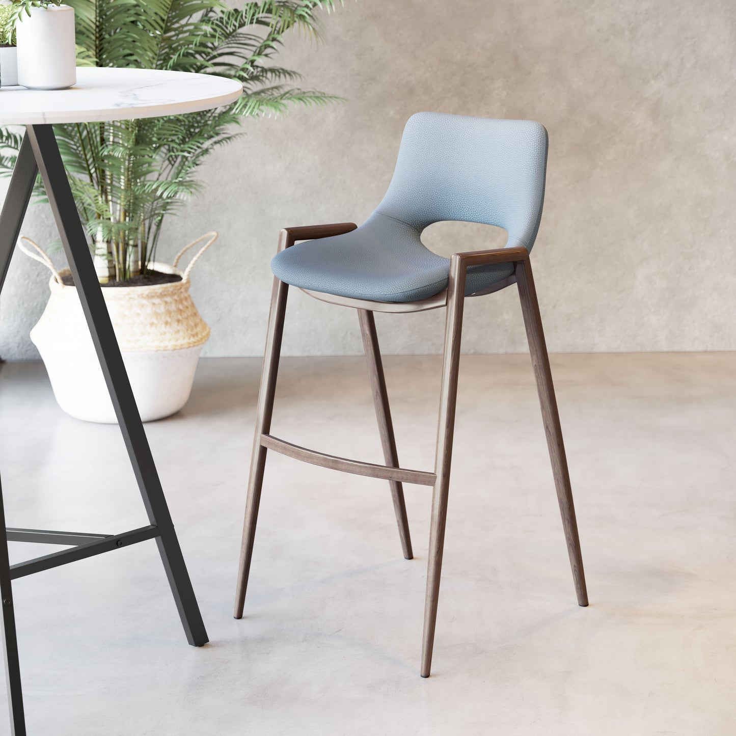 Desi Barstool Blue & Walnut (Set of 2)