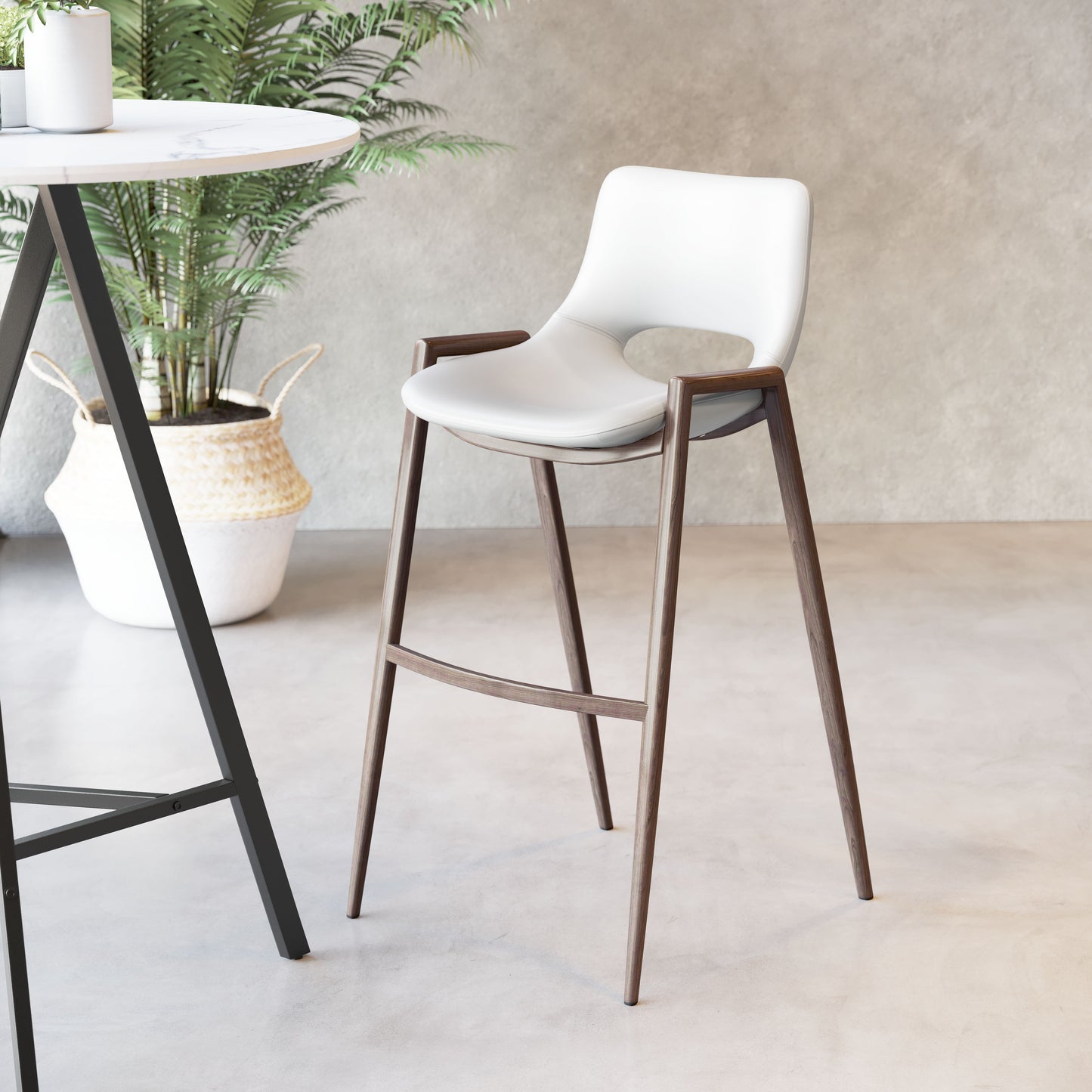 Desi Barstool White & Walnut (Set of 2)