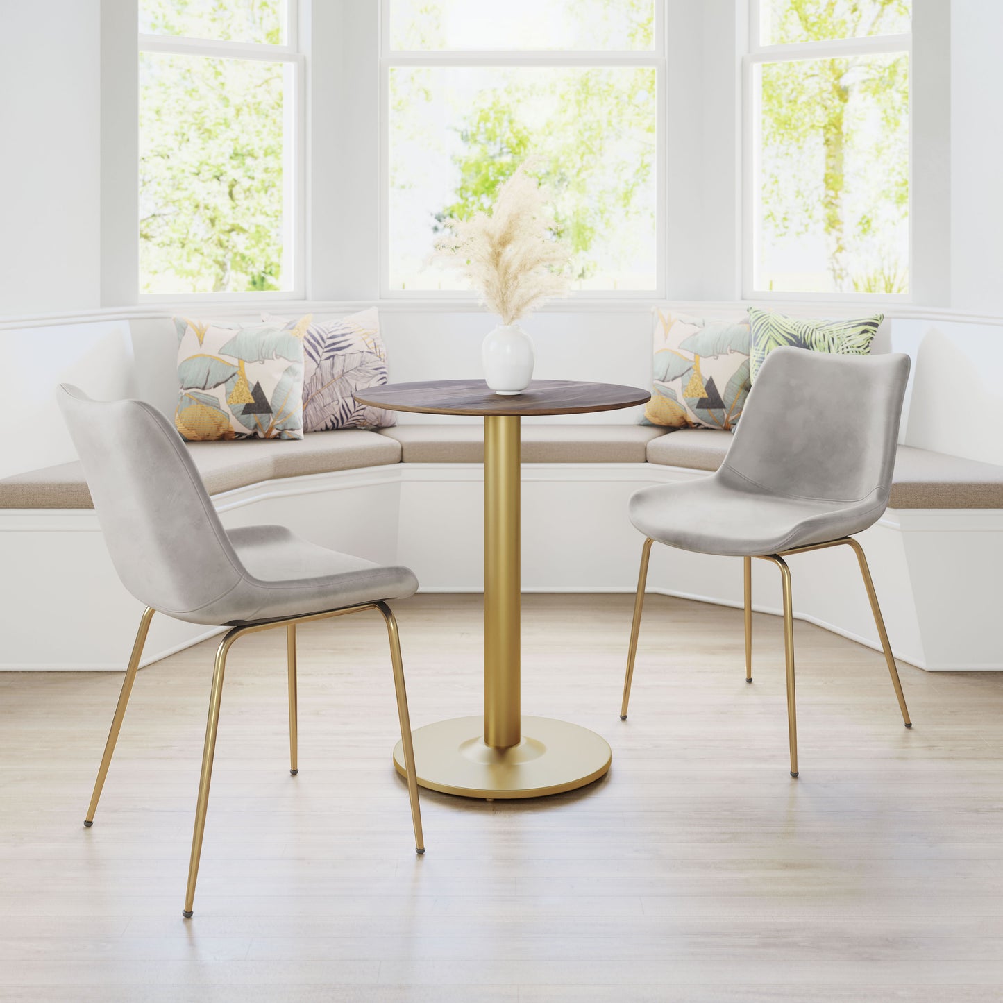 Tony Dining Chair Gray & Gold (Set of 2)