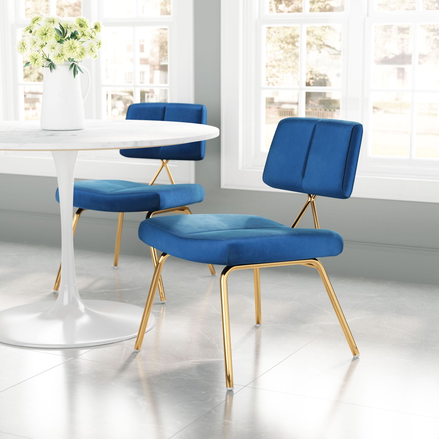 Nicole Dining Chair Blue & Gold (Set of 2)