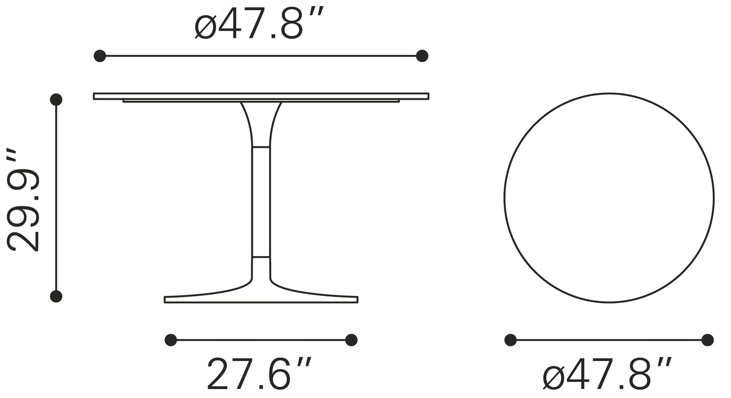 Metropolis Dining Table (48") Gray & Silver