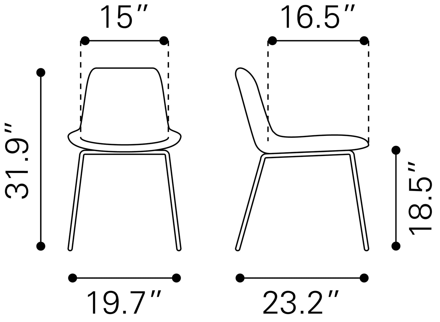 Tony Dining Chair Black & Gold (Set of 2)