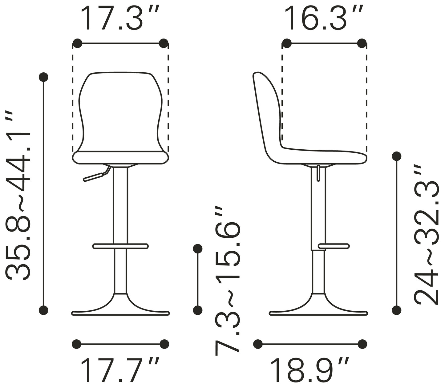 Vital Barstool Vintage Black & Dark Bronze (Set of 1)