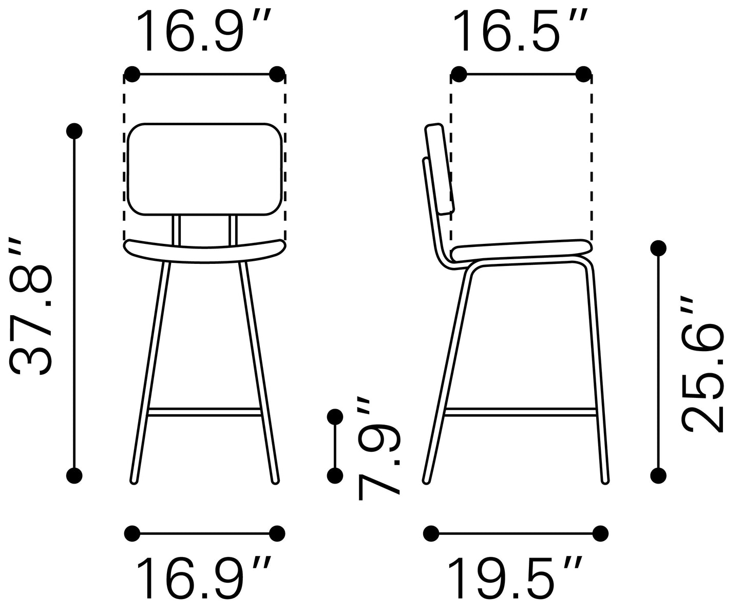Boston Counter Stool Vintage Black (Set of 2)
