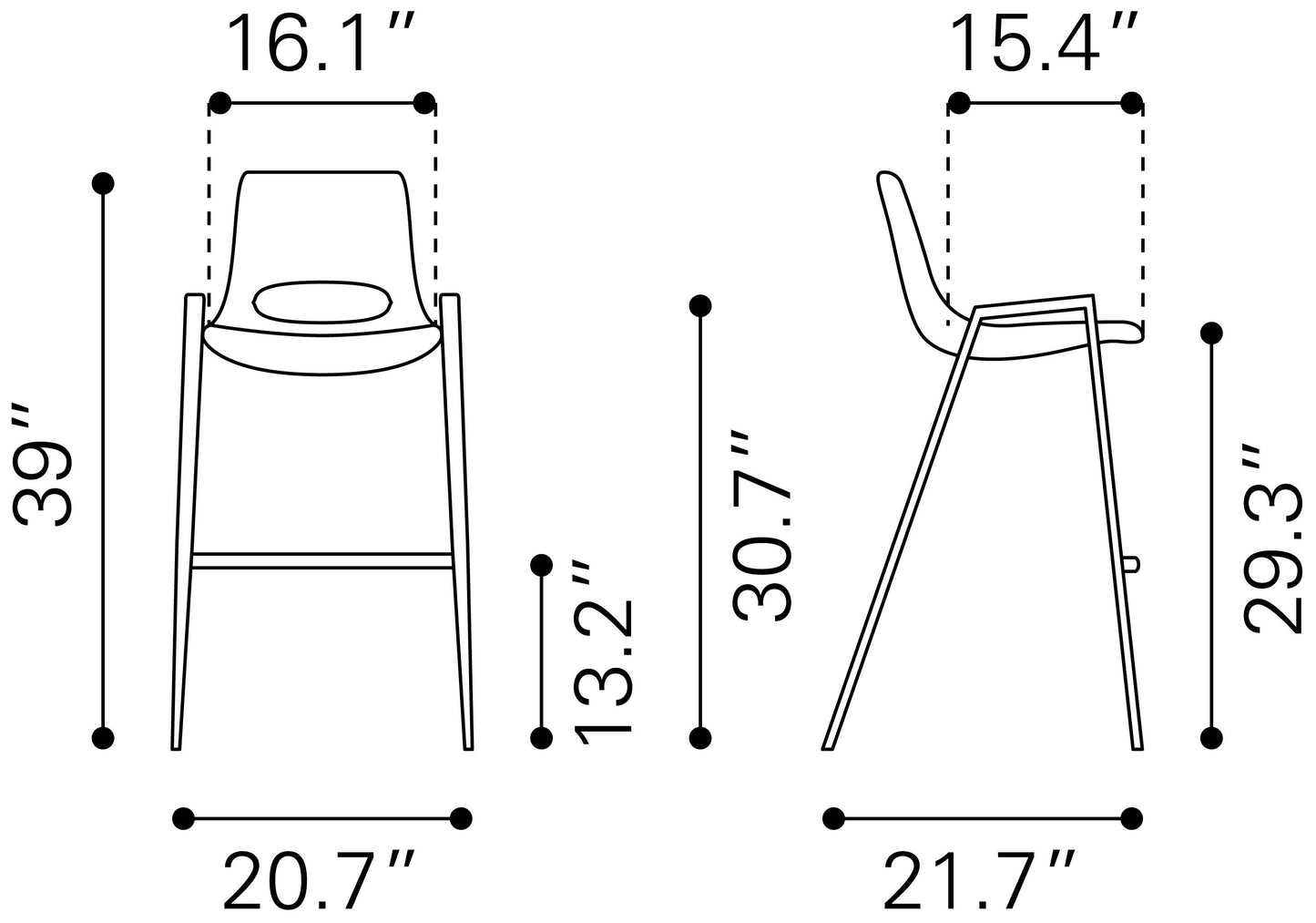Desi Barstool White & Walnut (Set of 2)