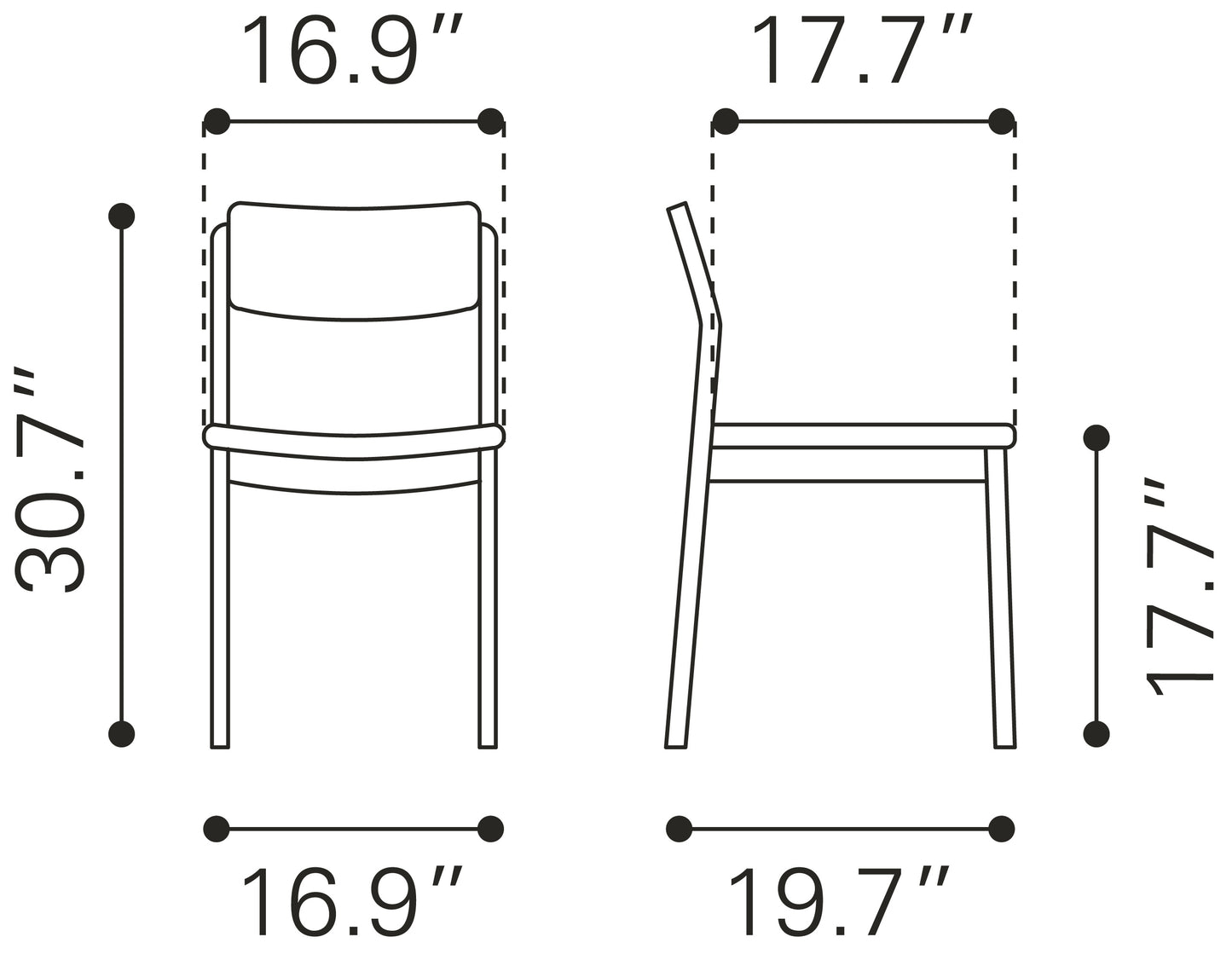 Desdamona Dining Chair Light Gray & Black (Set of 2)