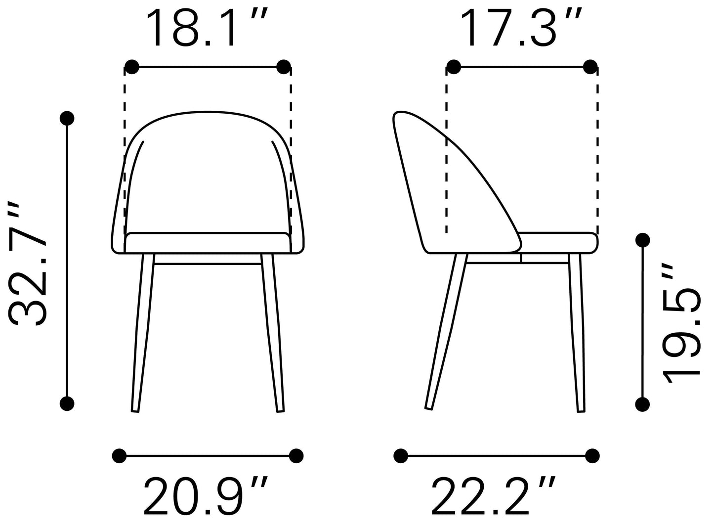 Cozy Dining Chair Cream & Gold (Set of 2)