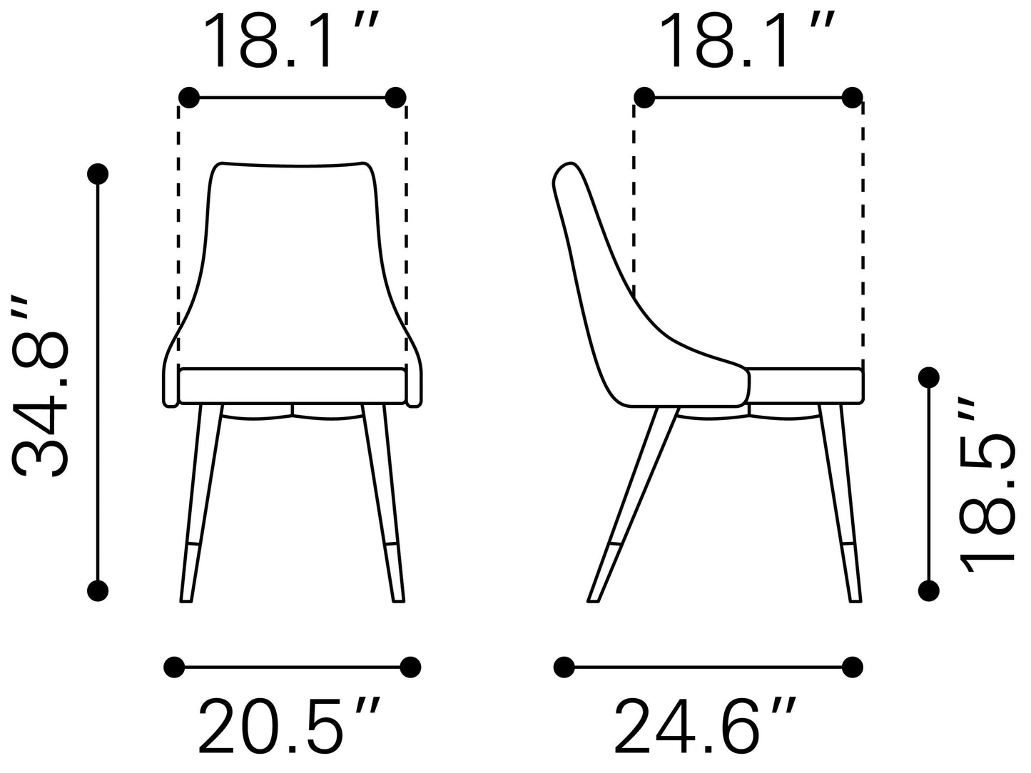 Piccolo Dining Chair Gray (Set of 2)