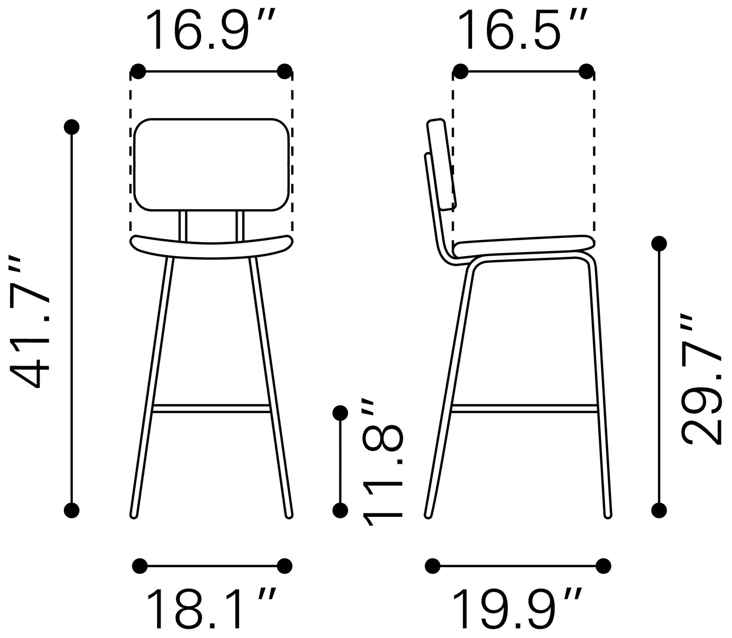 Boston Barstool Vintage Black (Set of 2)