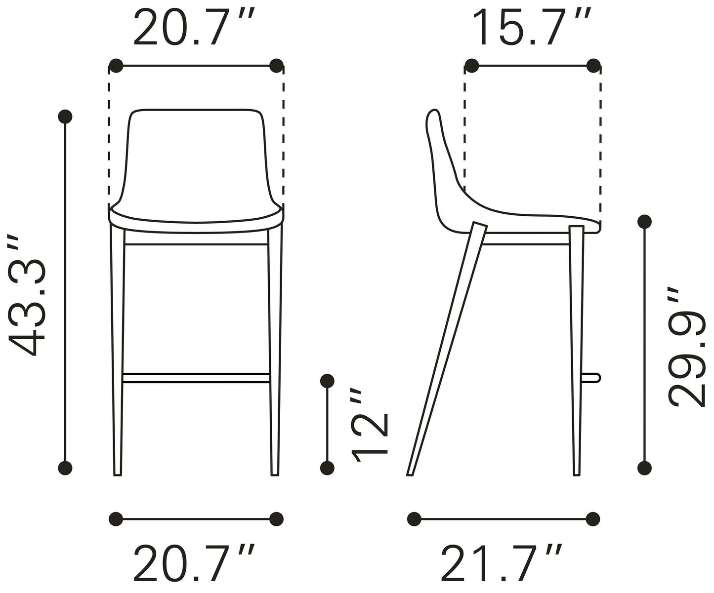 Magnus Barstool Black (Set of 2)