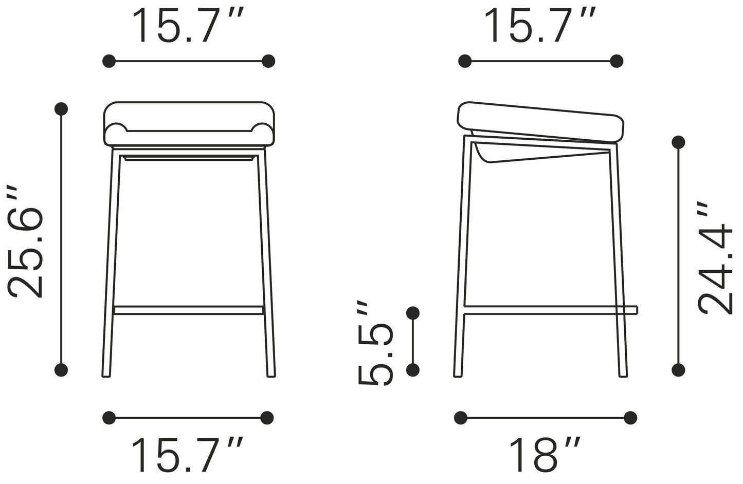 Lids Counter Stool Green (Set of 2)