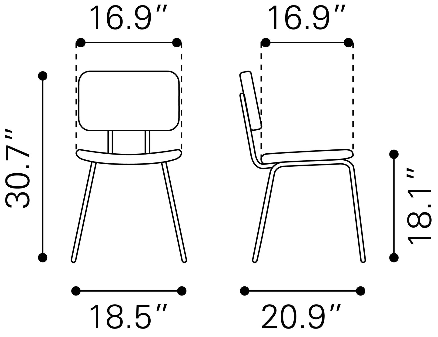 Boston Dining Chair Vintage Black (Set of 2)