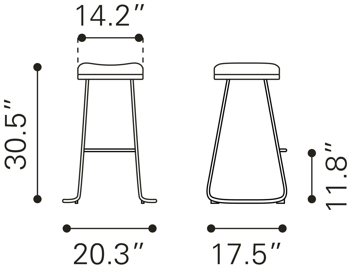 Bree Barstool White & Gold (Set of 2)