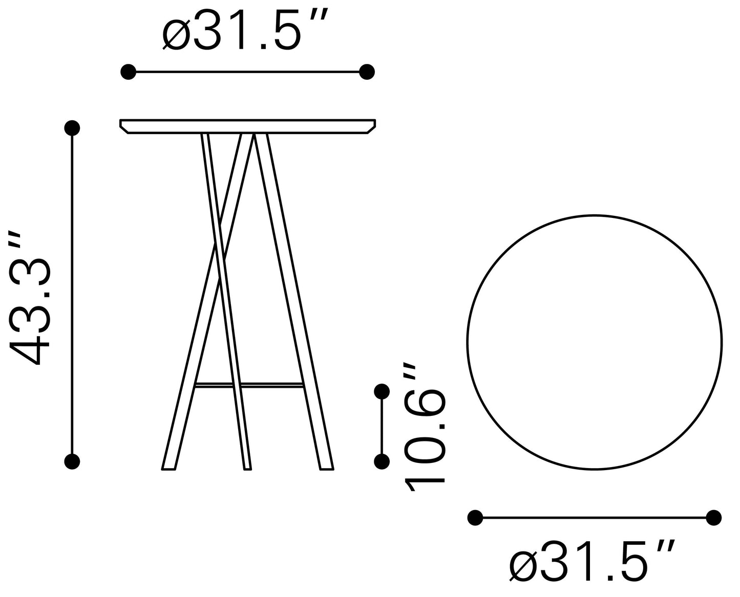 OUT OF STOCK - Rouen Bar Table White