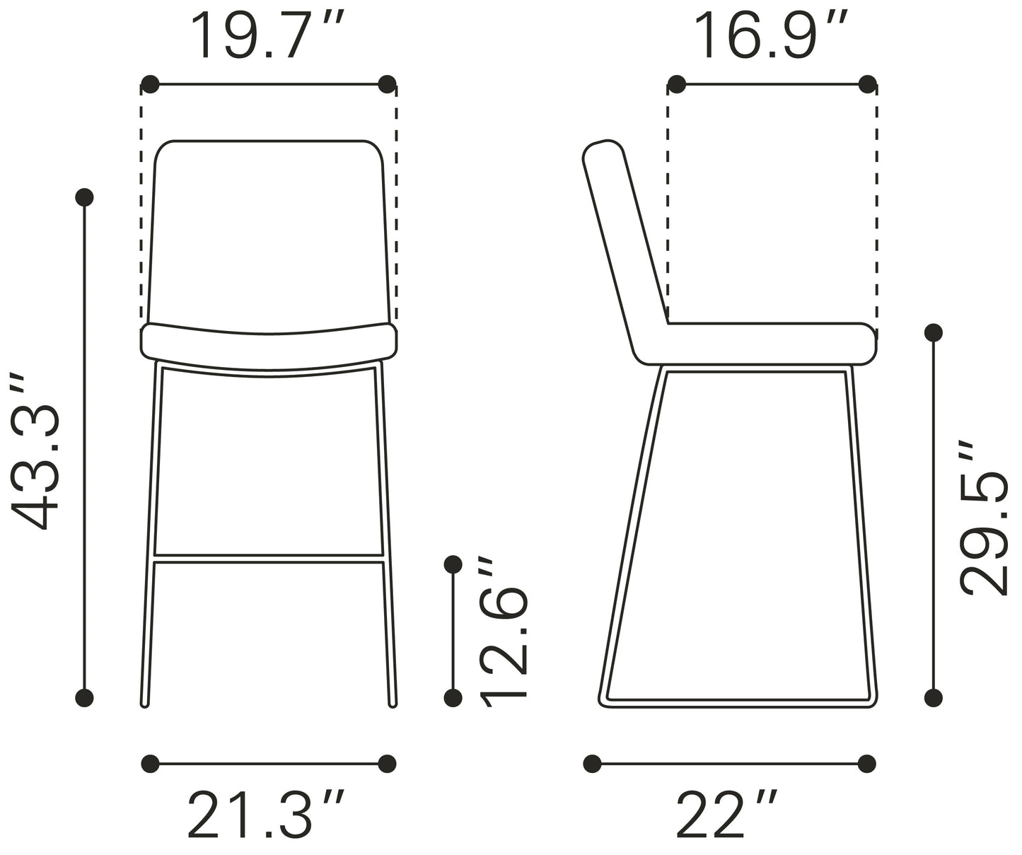 Mode Barstool White (Set of 2)