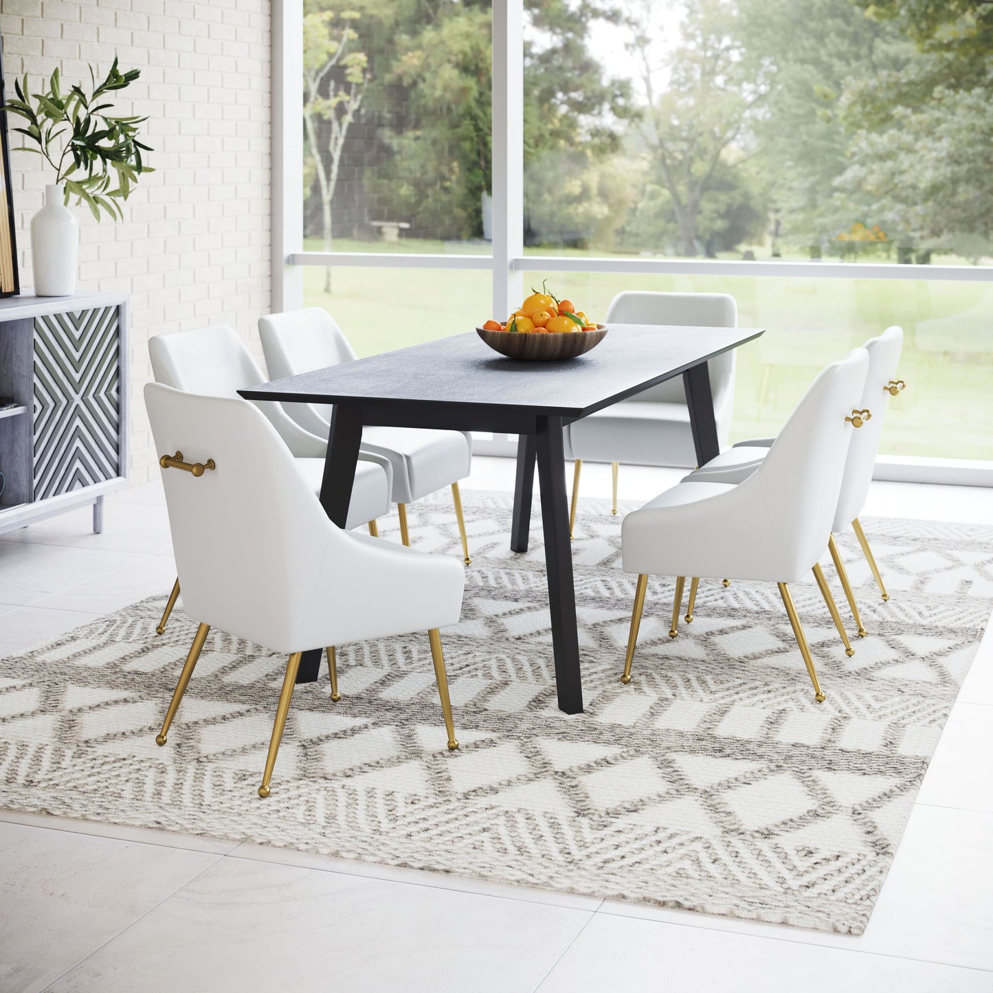 Maxine Dining Chair White & Gold (Set of 1)