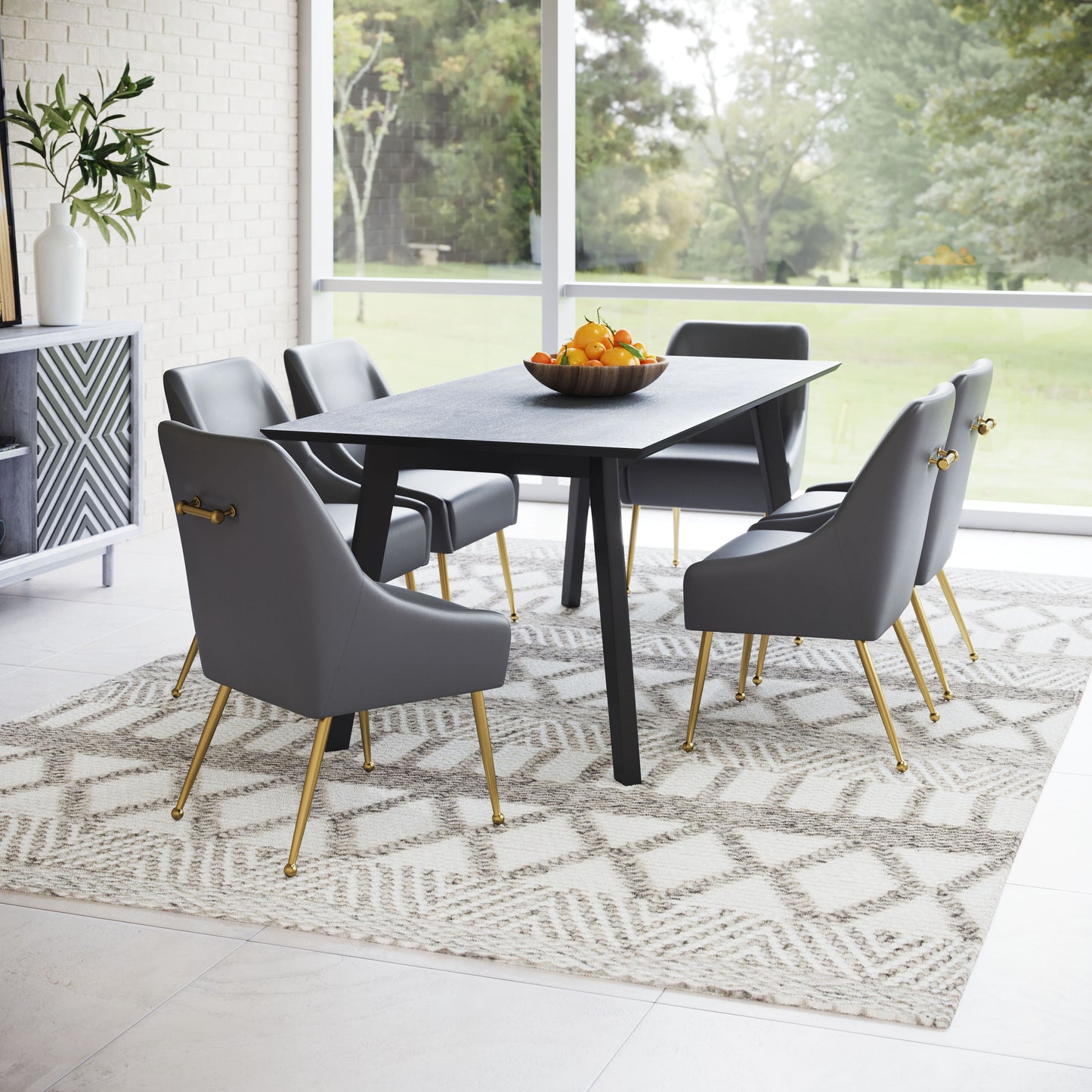 Maxine Dining Chair Gray & Gold (Set of 1)
