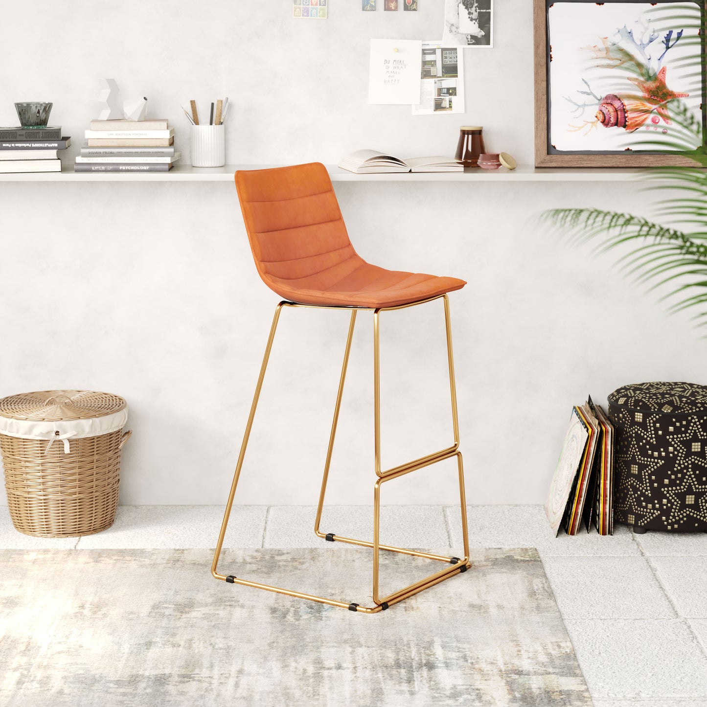 Adele Barstool Orange & Gold (Set of 2)