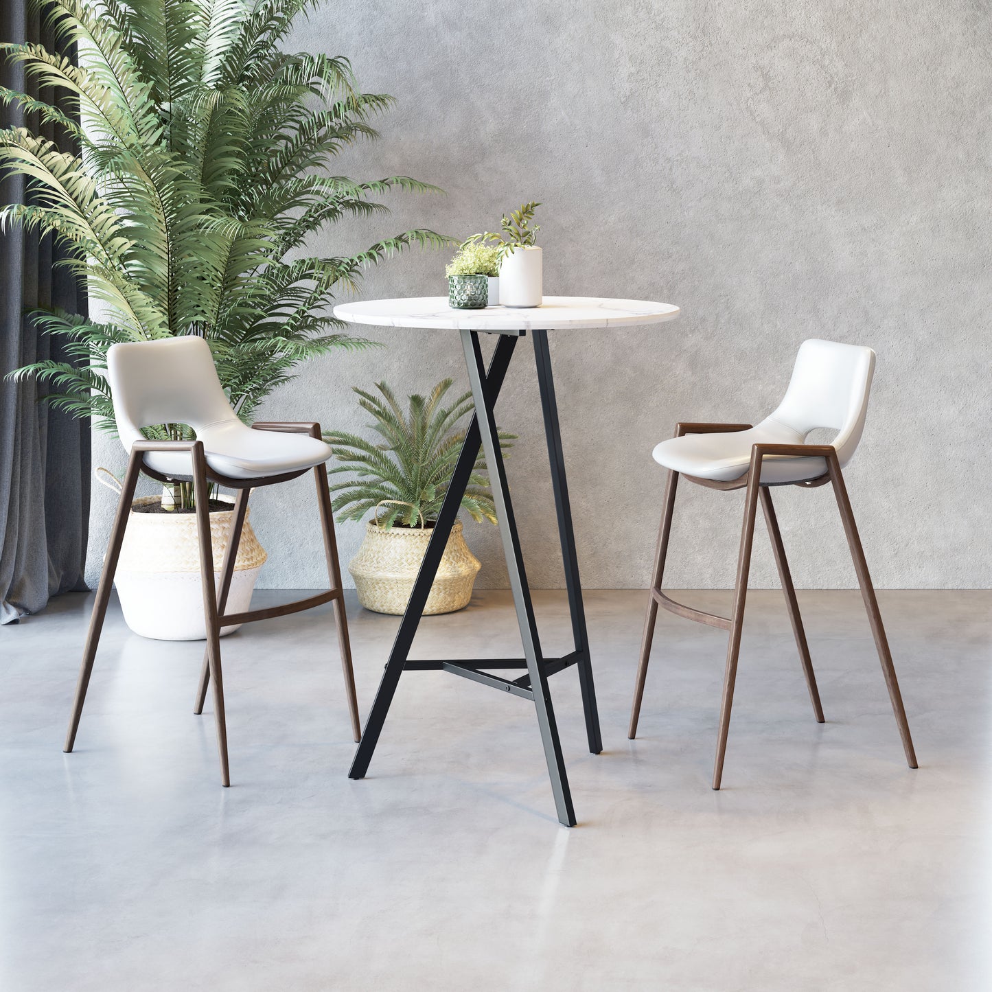 Desi Barstool White & Walnut (Set of 2)