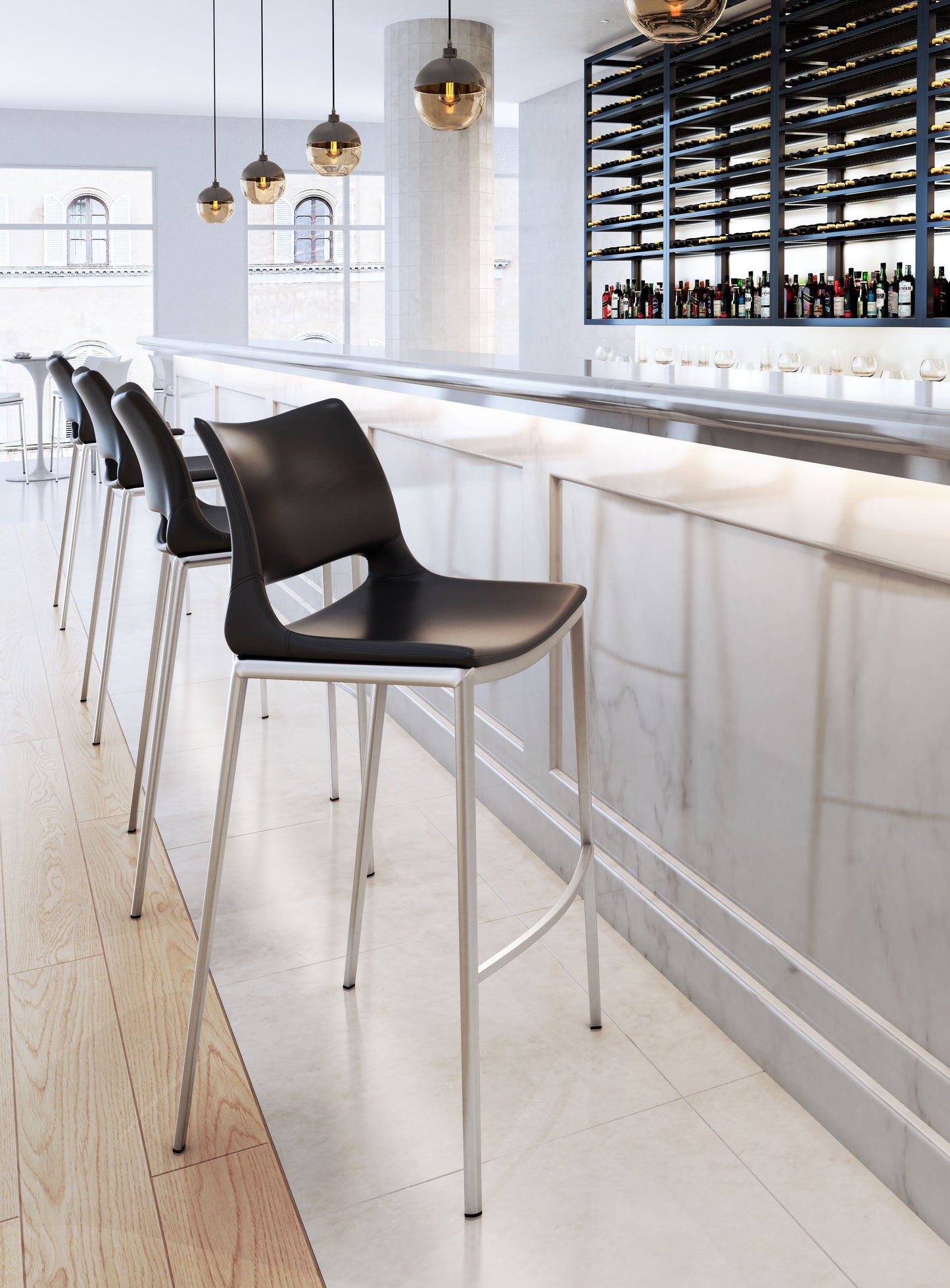 Ace Barstool Black & Silver (Set of 2)