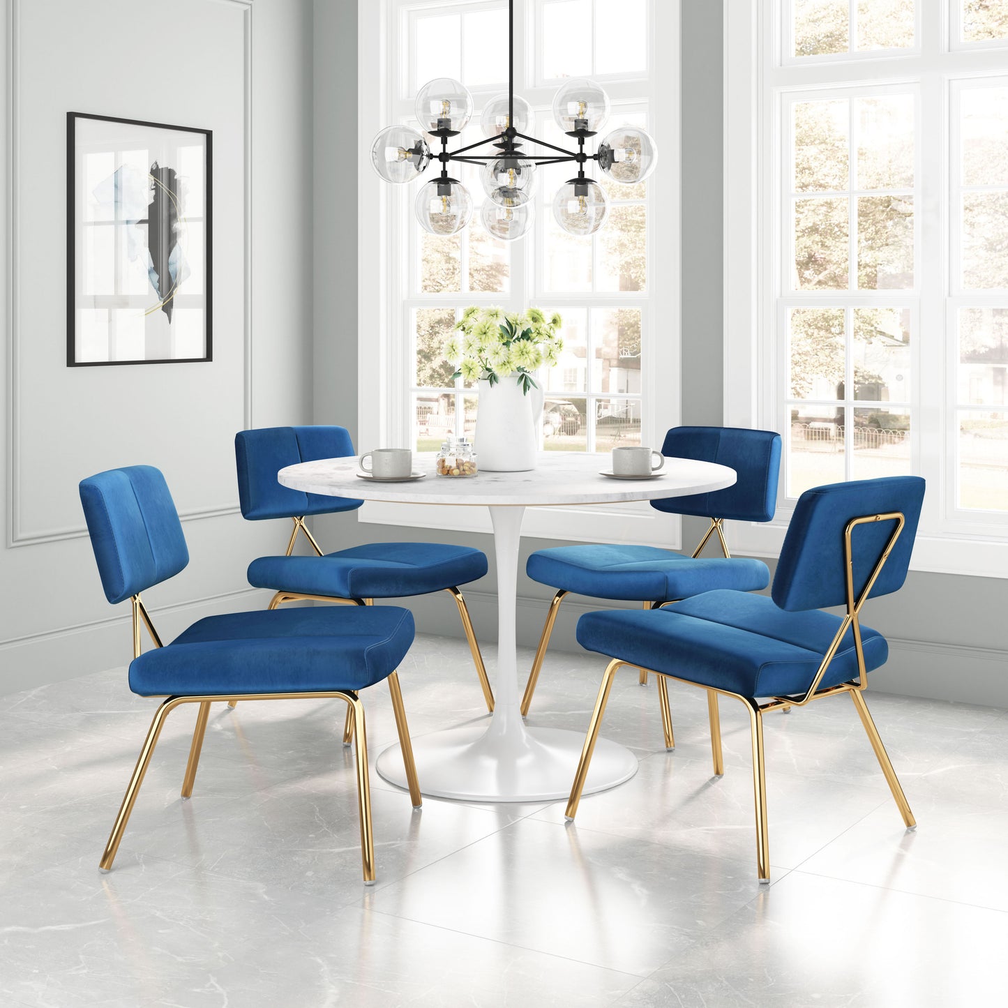 Nicole Dining Chair Blue & Gold (Set of 2)