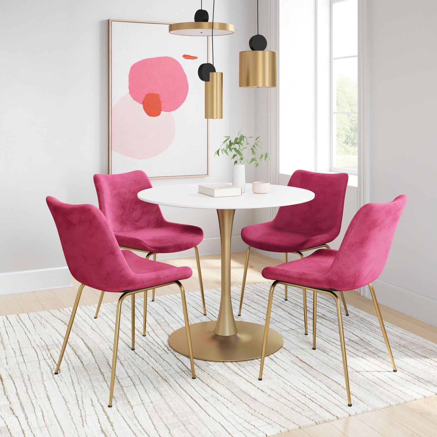Tony Dining Chair Red & Gold (Set of 2)